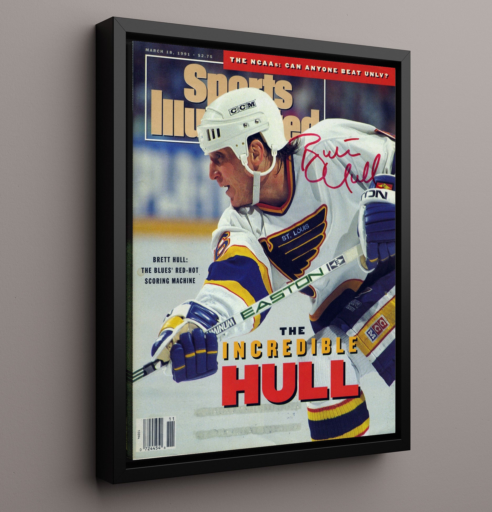 Brett Hull - St Louis Hockey 1991 Si Cover the Incredible Hull Hockey Wall Art - hockey wall art print