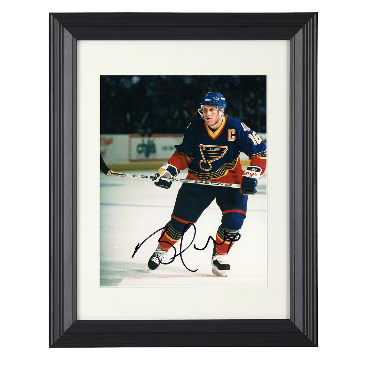 Brett Hull – St Louis Captain Ice Stance 8x10 matted black framed hockey wall art
