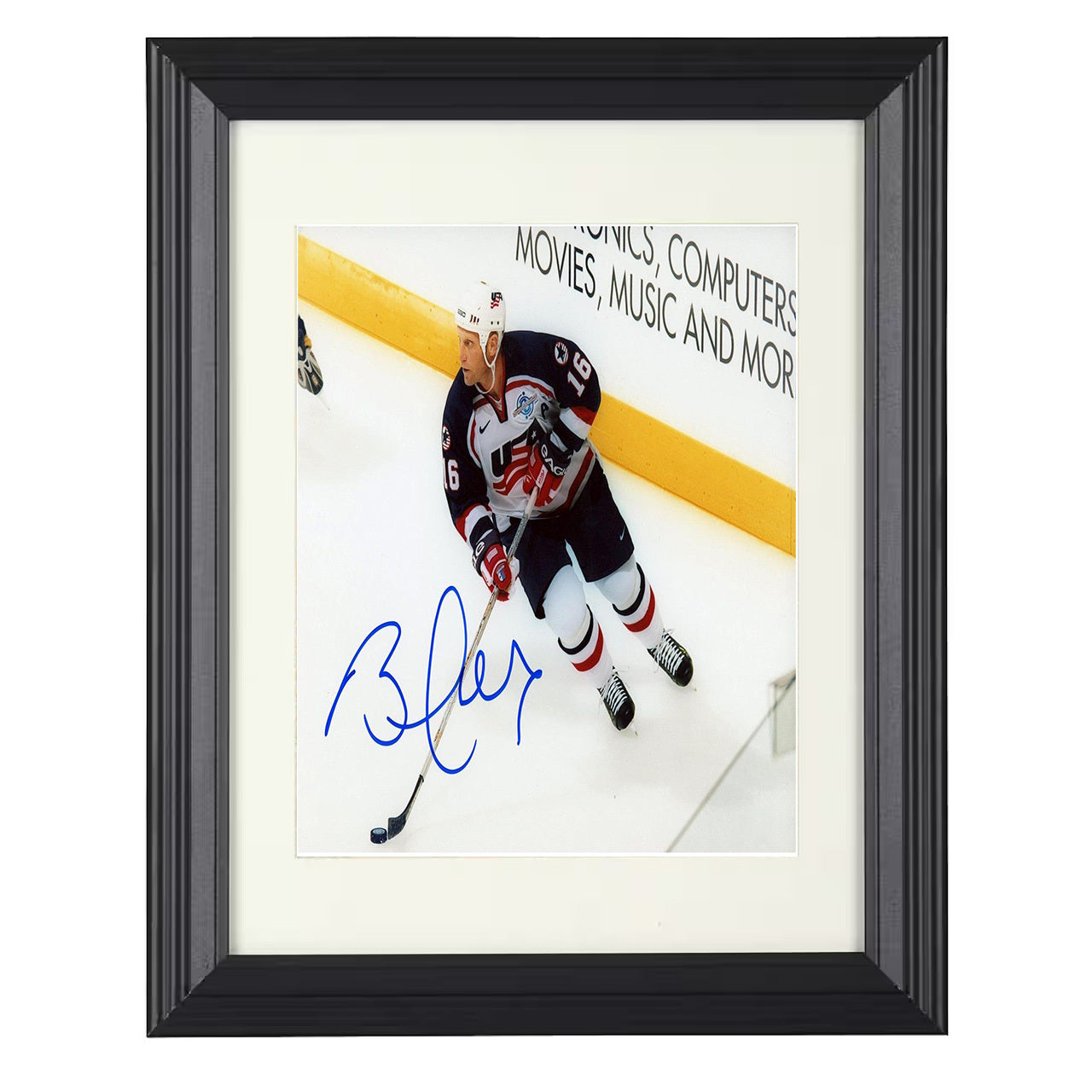 Brett Hull – USA Olympic Team Image 8x10 matted black framed hockey wall art