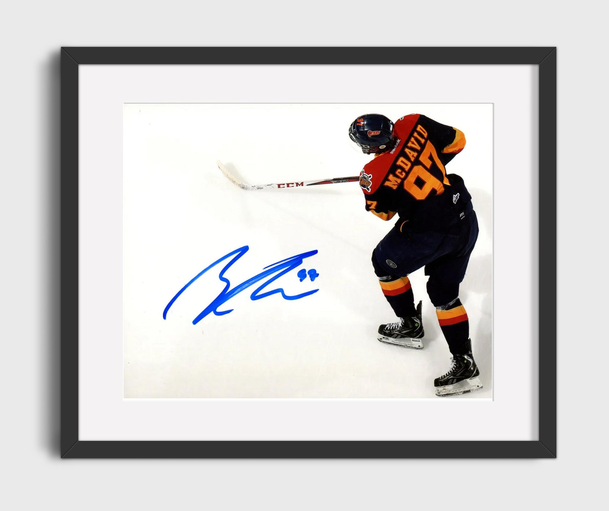 Connor Mcdavid - Edmonton Hockey Overhead Shooting Action Hockey Wall Art - hockey wall art print