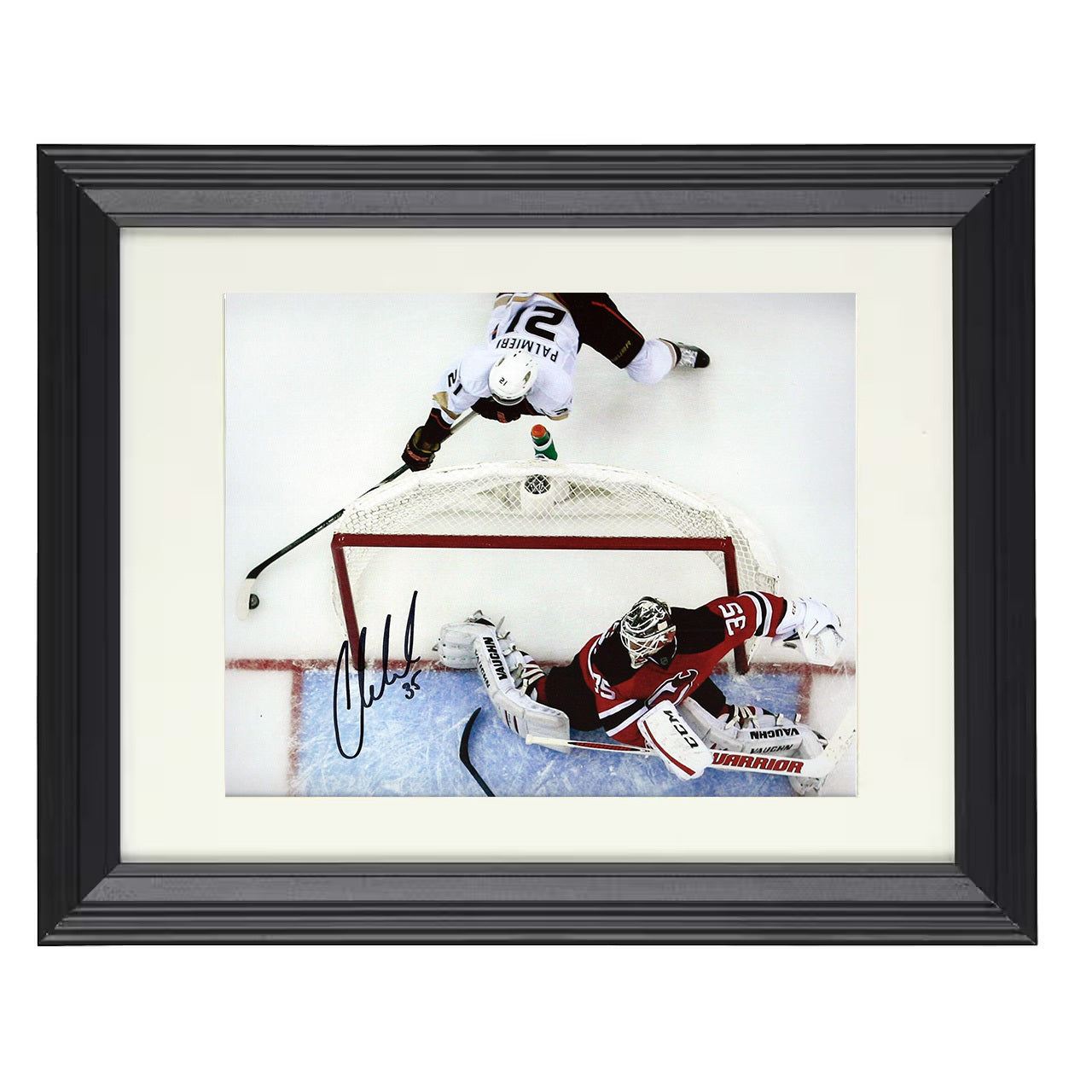 Cory Schneider – New Jersey Overhead Save Attempt 8x10 matted black framed hockey wall art