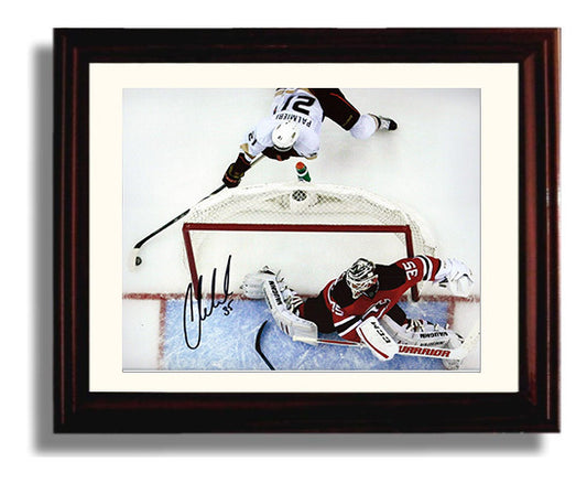 Cory Schneider - New Jersey Hockey Overhead Save Attempt Hockey Wall Art - hockey wall art print