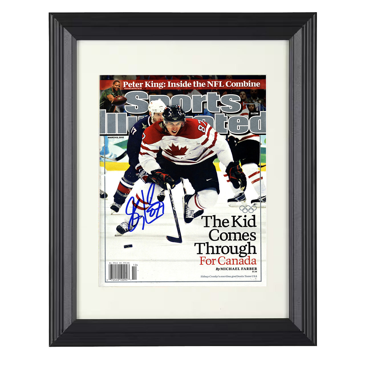 Sidney Crosby – Canada Olympic Gold 2010 SI 8x10 matted black framed hockey wall art