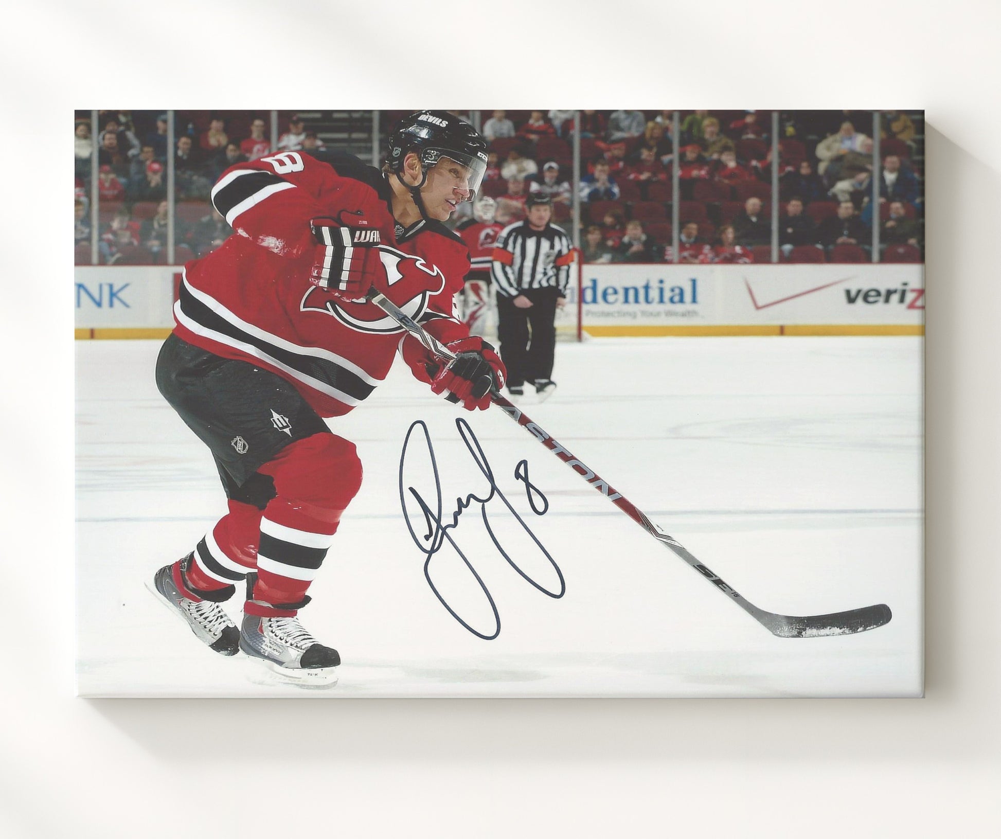 Dainius Zubrus - New Jersey Hockey Shooting Action Hockey Wall Art - hockey wall art print
