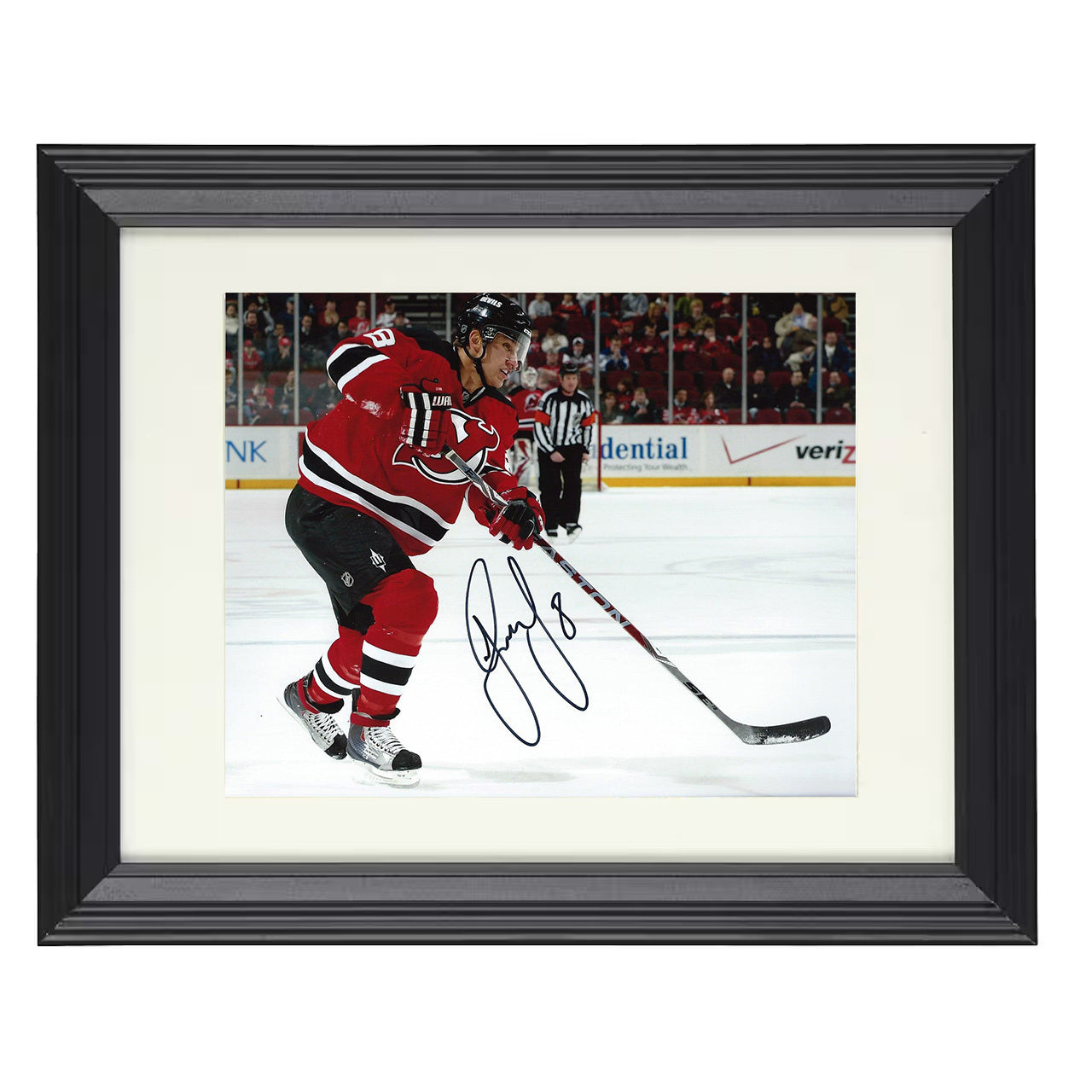 Dainius Zubrus – New Jersey Shooting Action 8x10 matted black framed hockey wall art