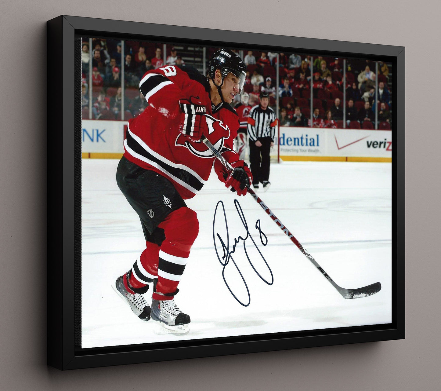 Dainius Zubrus - New Jersey Hockey Shooting Action Hockey Wall Art - hockey wall art print