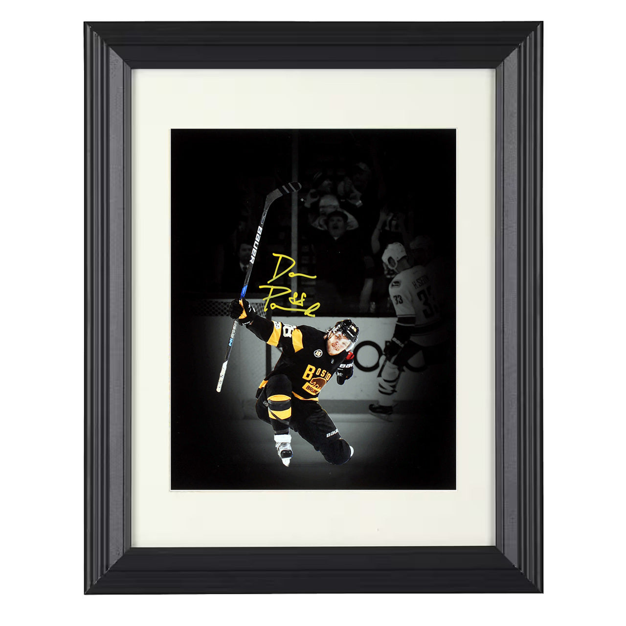 David Pastrnak – Boston Goal Celebration Spotlight 8x10 matted black framed hockey wall art