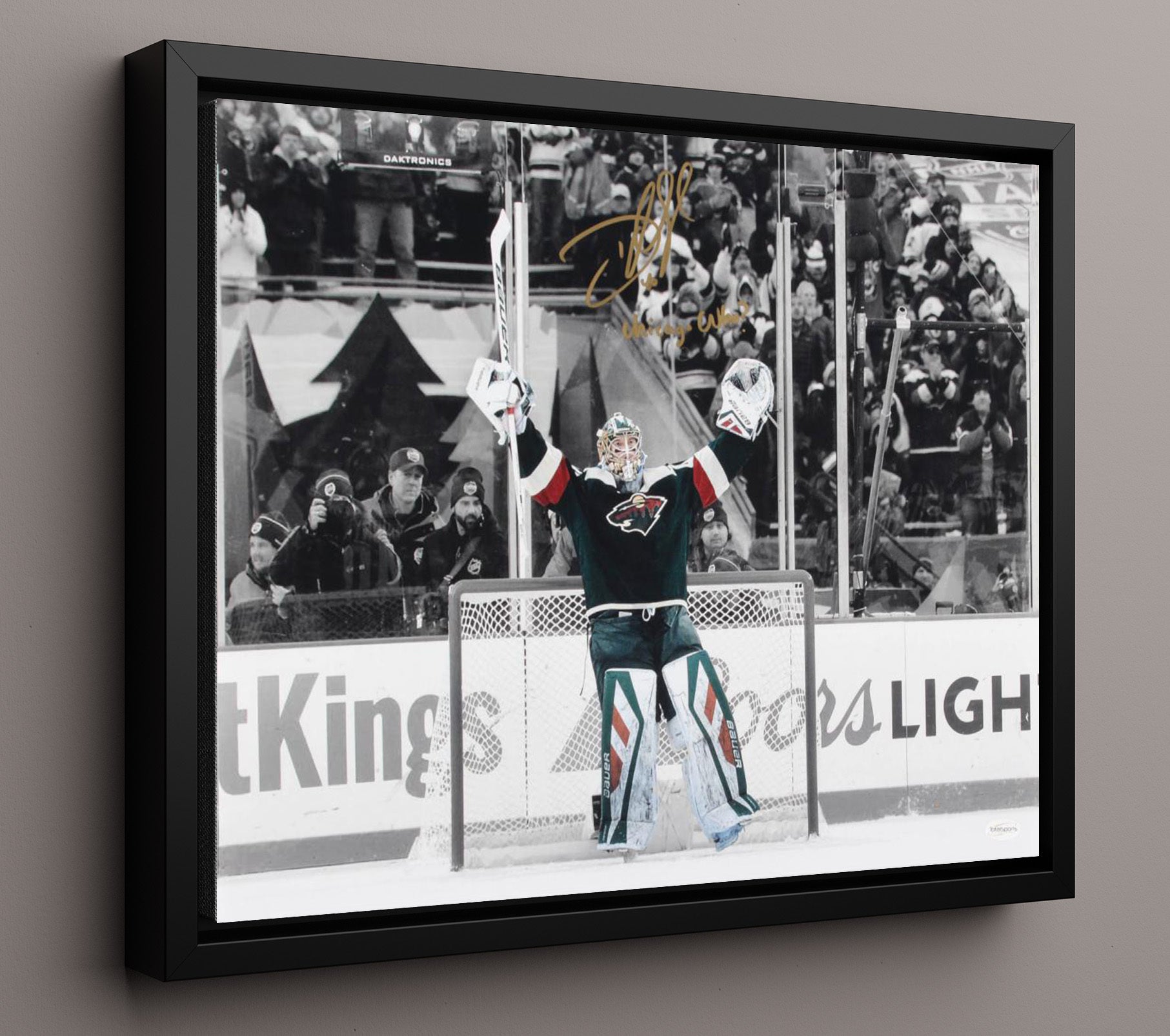 Devan Dubnyk - Minnesota Hockey Goalie Victory Arms Hockey Wall Art - hockey wall art print
