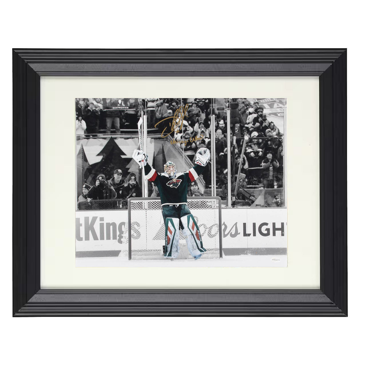 Devan Dubnyk – Minnesota Goalie Victory Arms 8x10 matted black framed hockey wall art