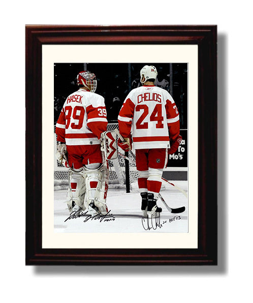 Dominik Hasek and Chris Chelios - Detroit Hockey Teammates From Behind Hockey Wall Art - hockey wall art print
