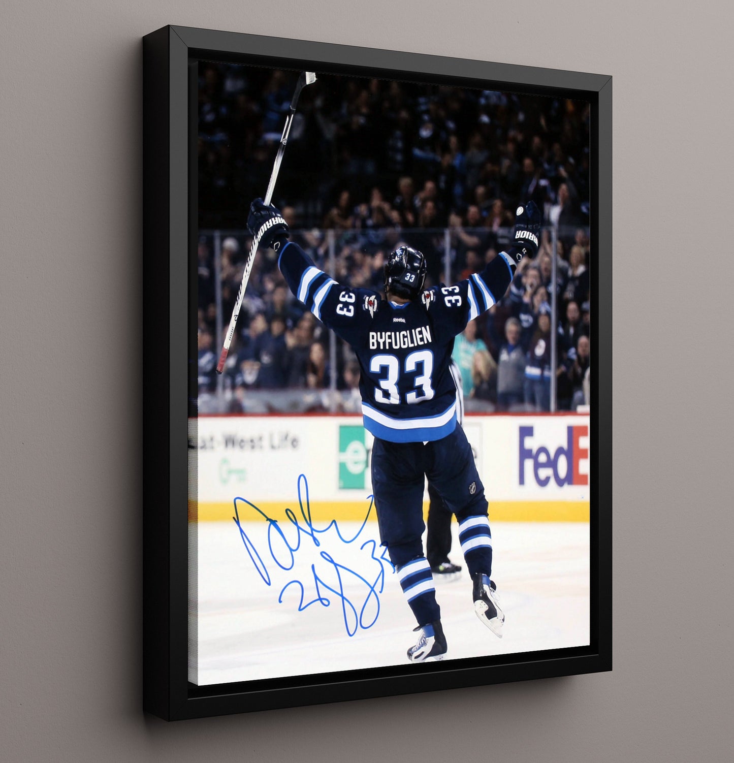 Dustin Byfuglien - Winnipeg Hockey Goal Celebration Skate Away Hockey Wall Art - hockey wall art print