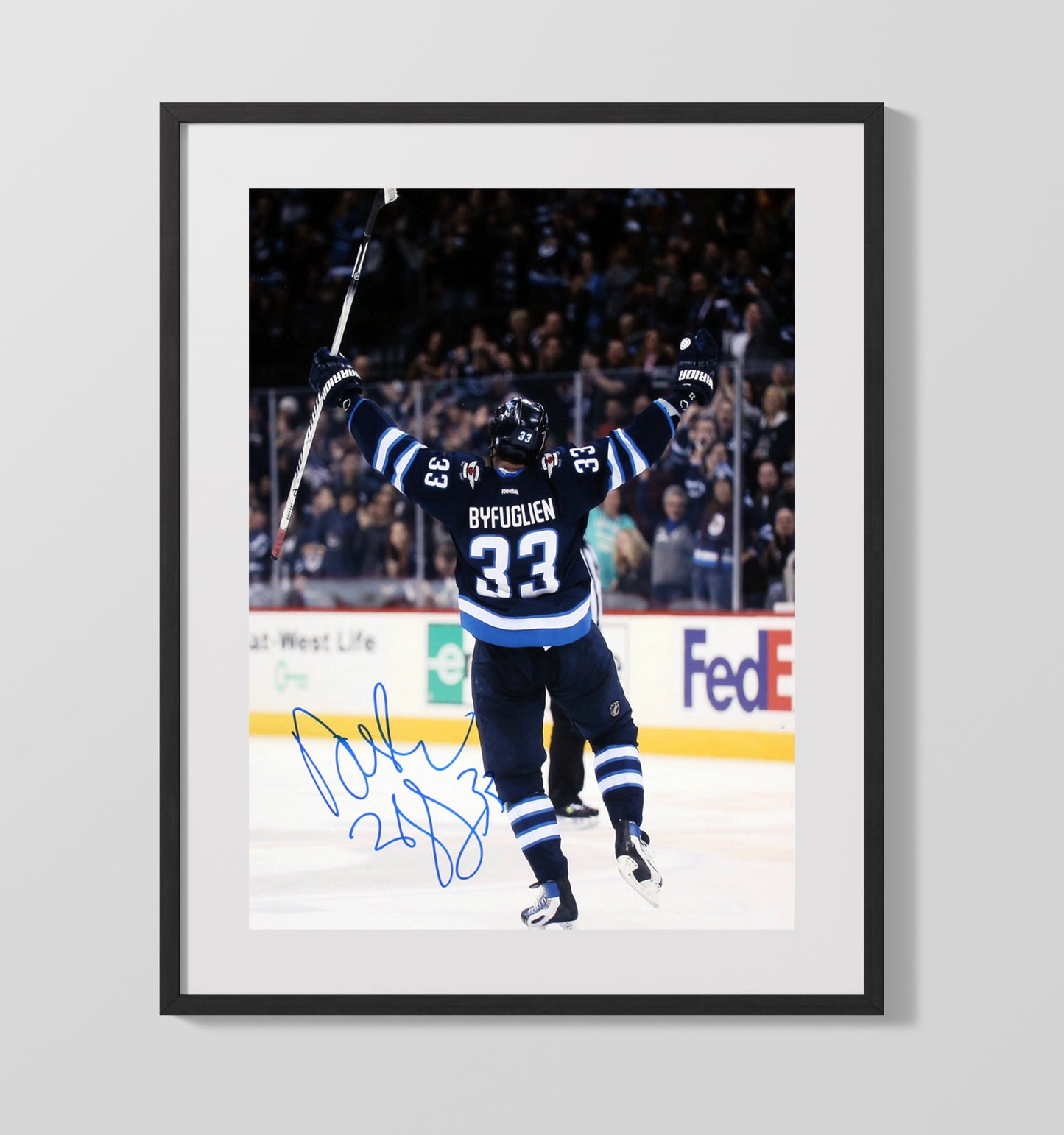 Dustin Byfuglien - Winnipeg Hockey Goal Celebration Skate Away Hockey Wall Art - hockey wall art print