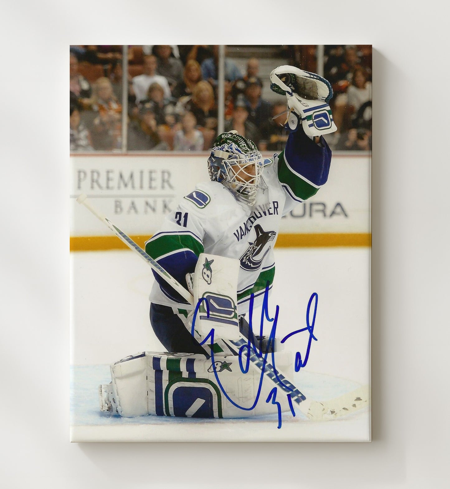 Eddie Lack - Vancouver Hockey Goalie Save Celebration Hockey Wall Art - hockey wall art print