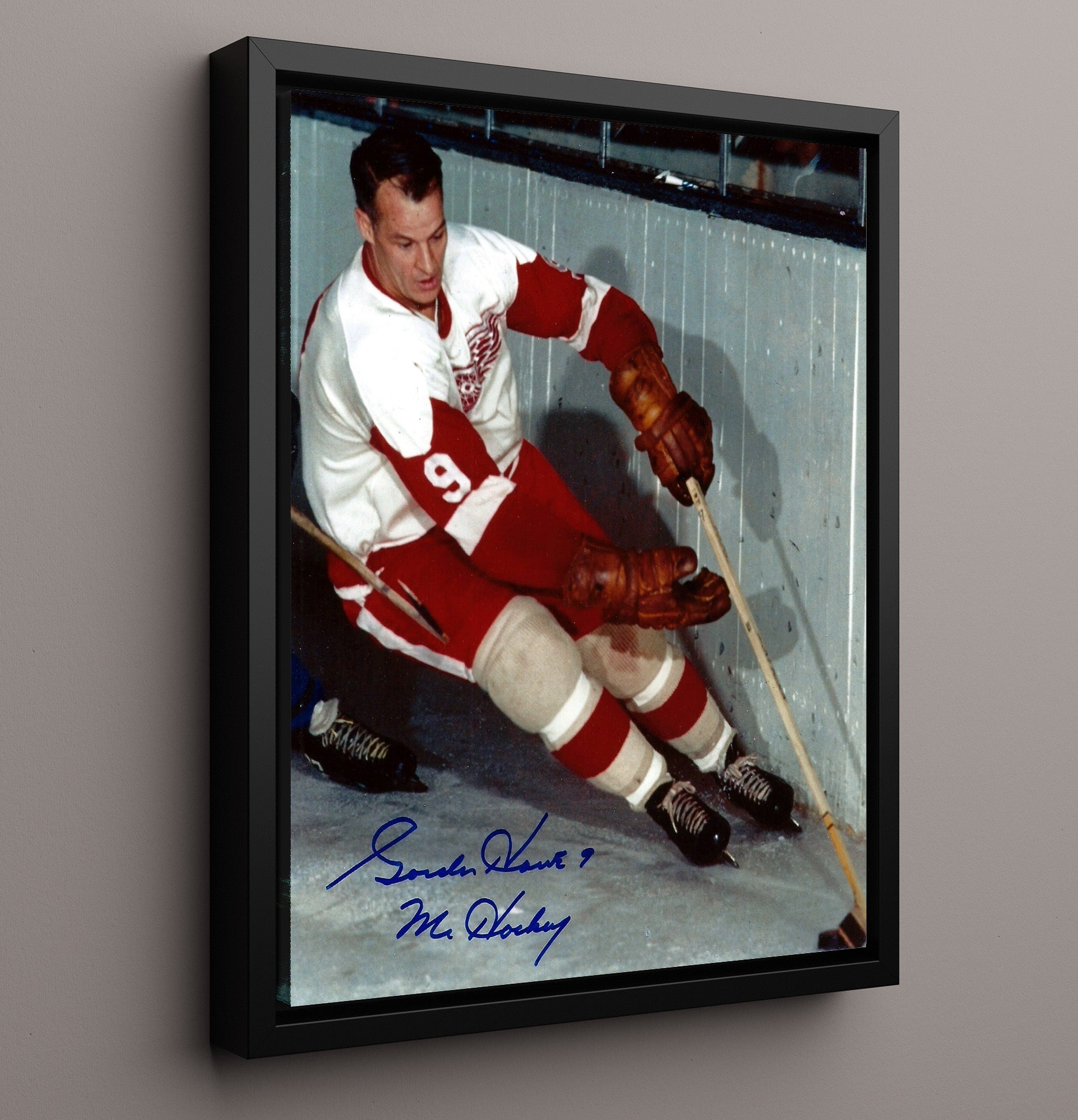 Gordie Howe - Detroit Hockey Mr Hockey Legend Spotlight Hockey Wall Art - hockey wall art print
