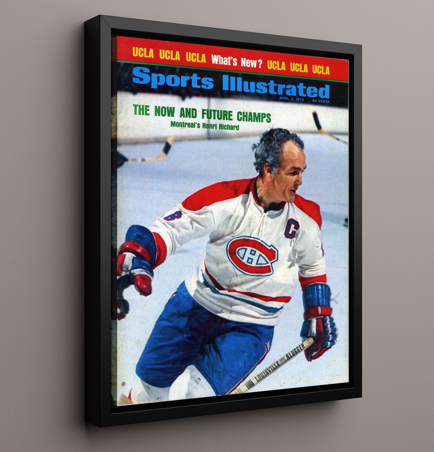 Henri Richard - Montreal Hockey Captain Skating Portrait 1973 Si Cover Hockey Wall Art - hockey wall art print
