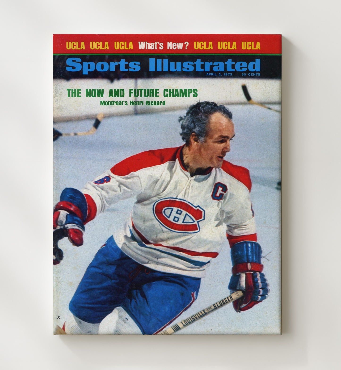 Henri Richard - Montreal Hockey Captain Skating Portrait 1973 Si Cover Hockey Wall Art - hockey wall art print