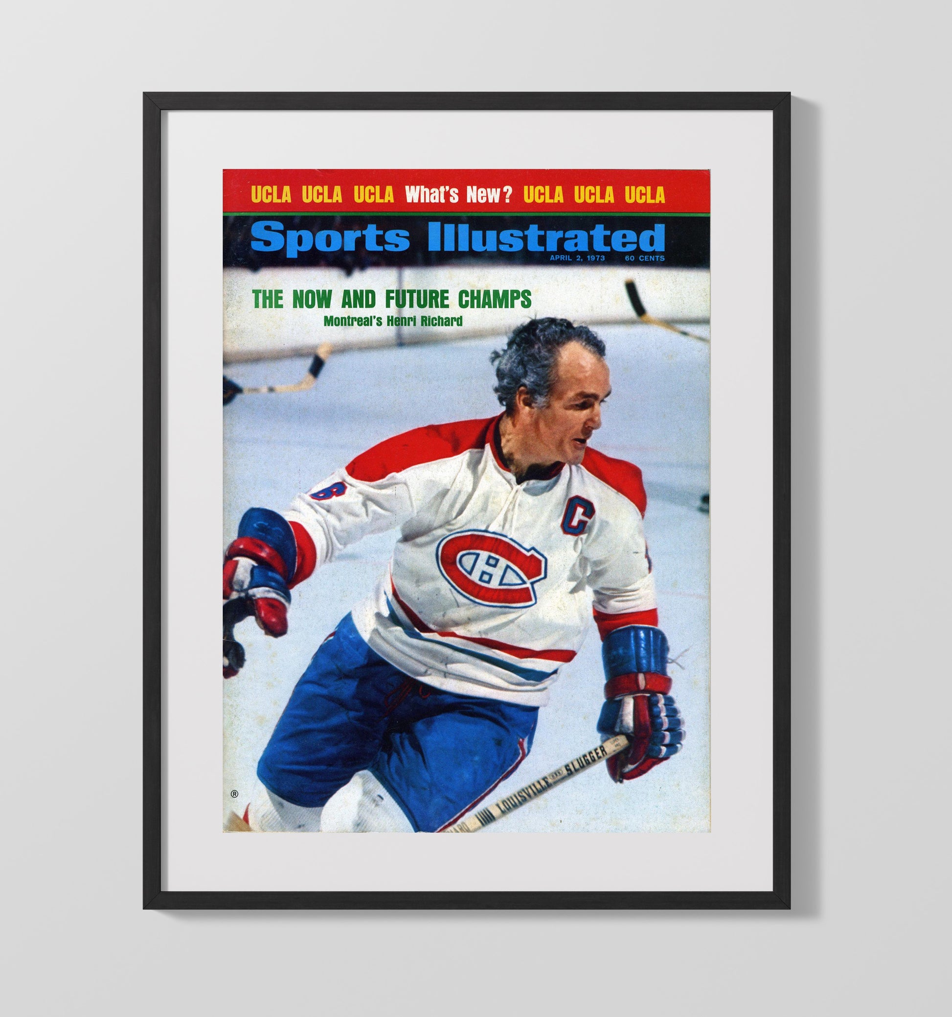 Henri Richard - Montreal Hockey Captain Skating Portrait 1973 Si Cover Hockey Wall Art - hockey wall art print