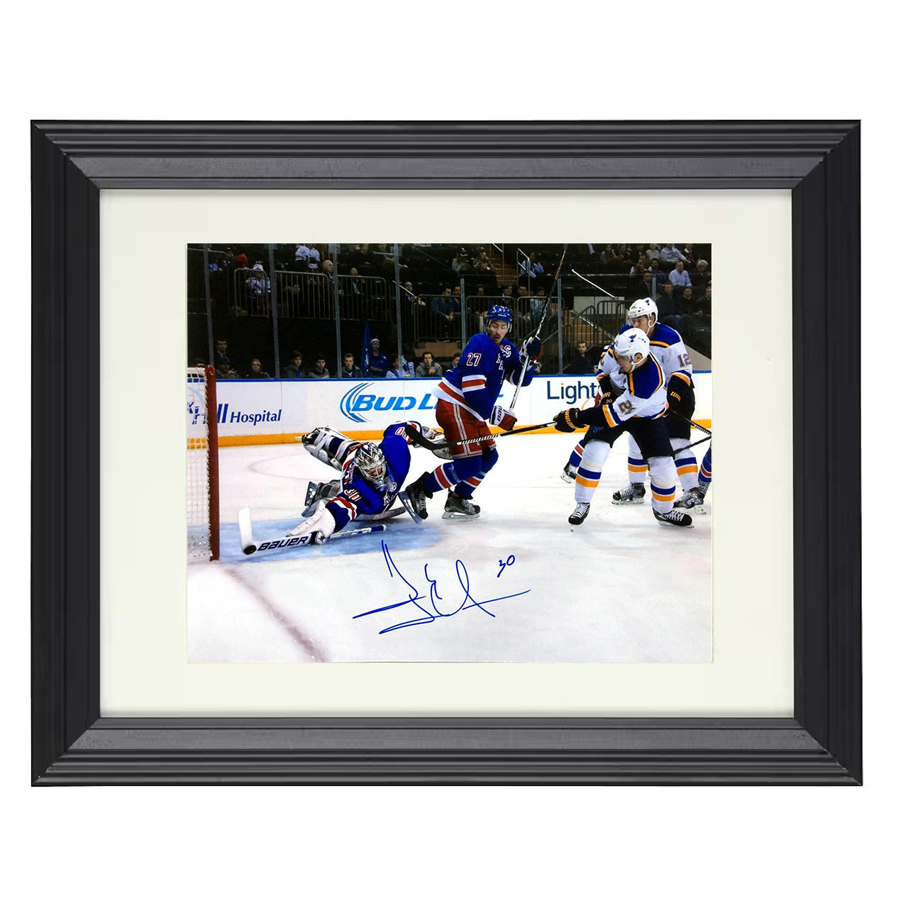 Henrik Lundqvist – New York Goalie Save Attempt 8x10 matted black framed hockey wall art