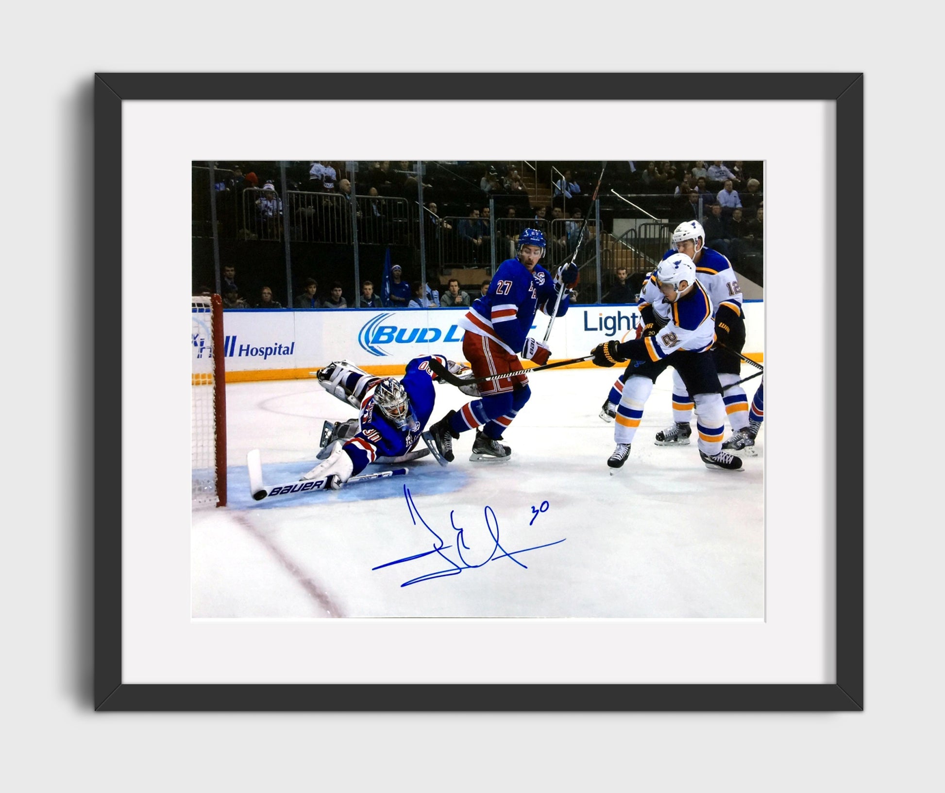 Henrik Lundqvist - New York Hockey Goalie Save Attempt Hockey Wall Art - hockey wall art print