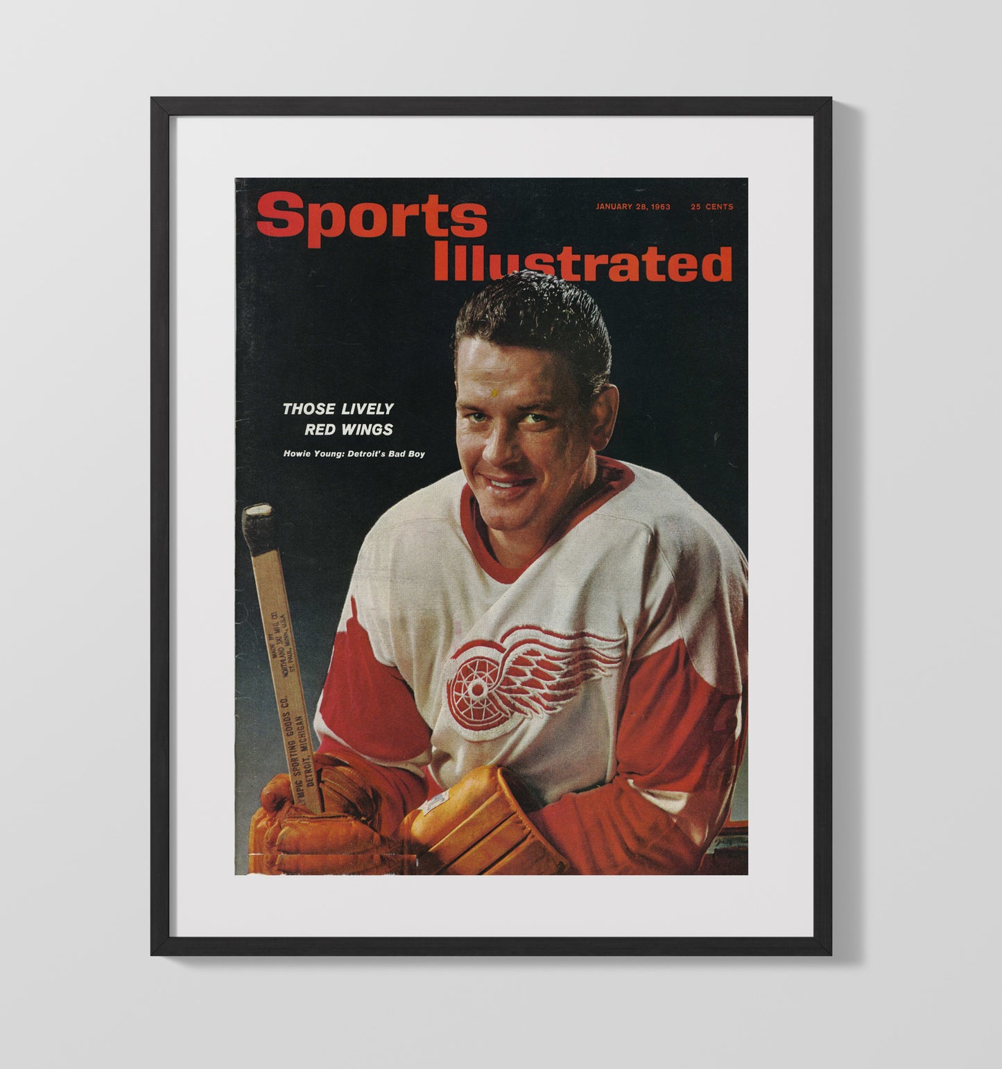 Howie Young - Detroit Hockey 1963 Si Cover Hockey Wall Art - hockey wall art print