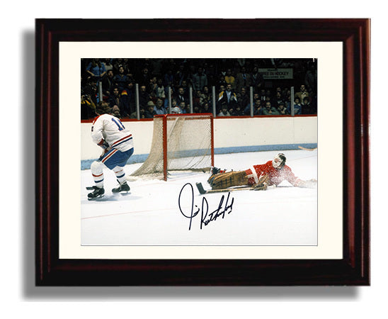 Jim Rutherford - Detroit Hockey Goalie Save Attempt Vintage Hockey Wall Art - hockey wall art print
