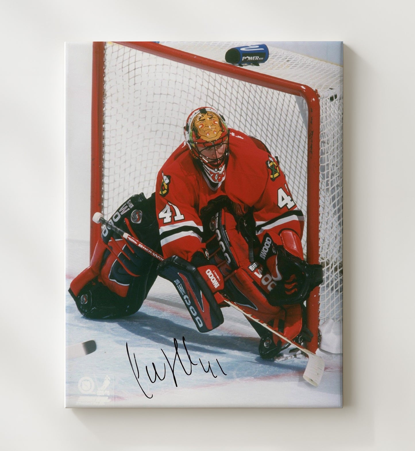 Jocelyn Thibault - Chicago Hockey Goalie Ready Stance Hockey Wall Art - hockey wall art print