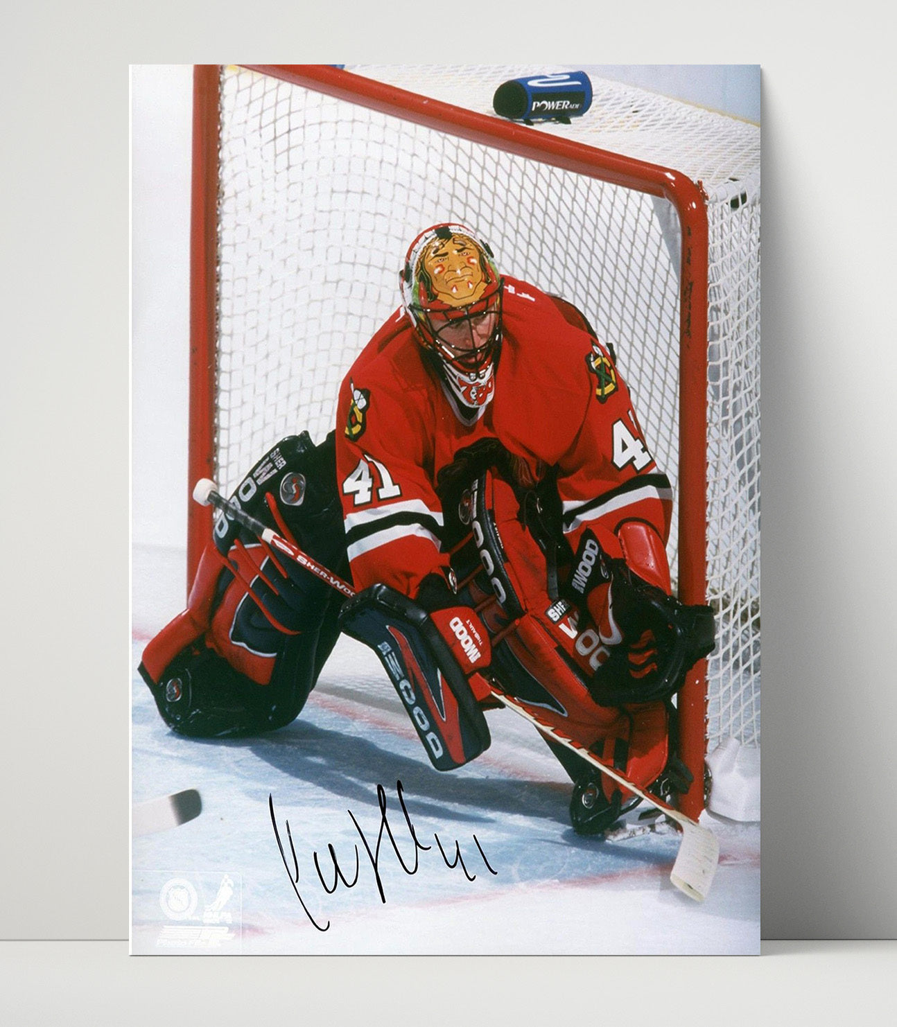 Jocelyn Thibault - Chicago Hockey Goalie Ready Stance Hockey Wall Art - hockey wall art print