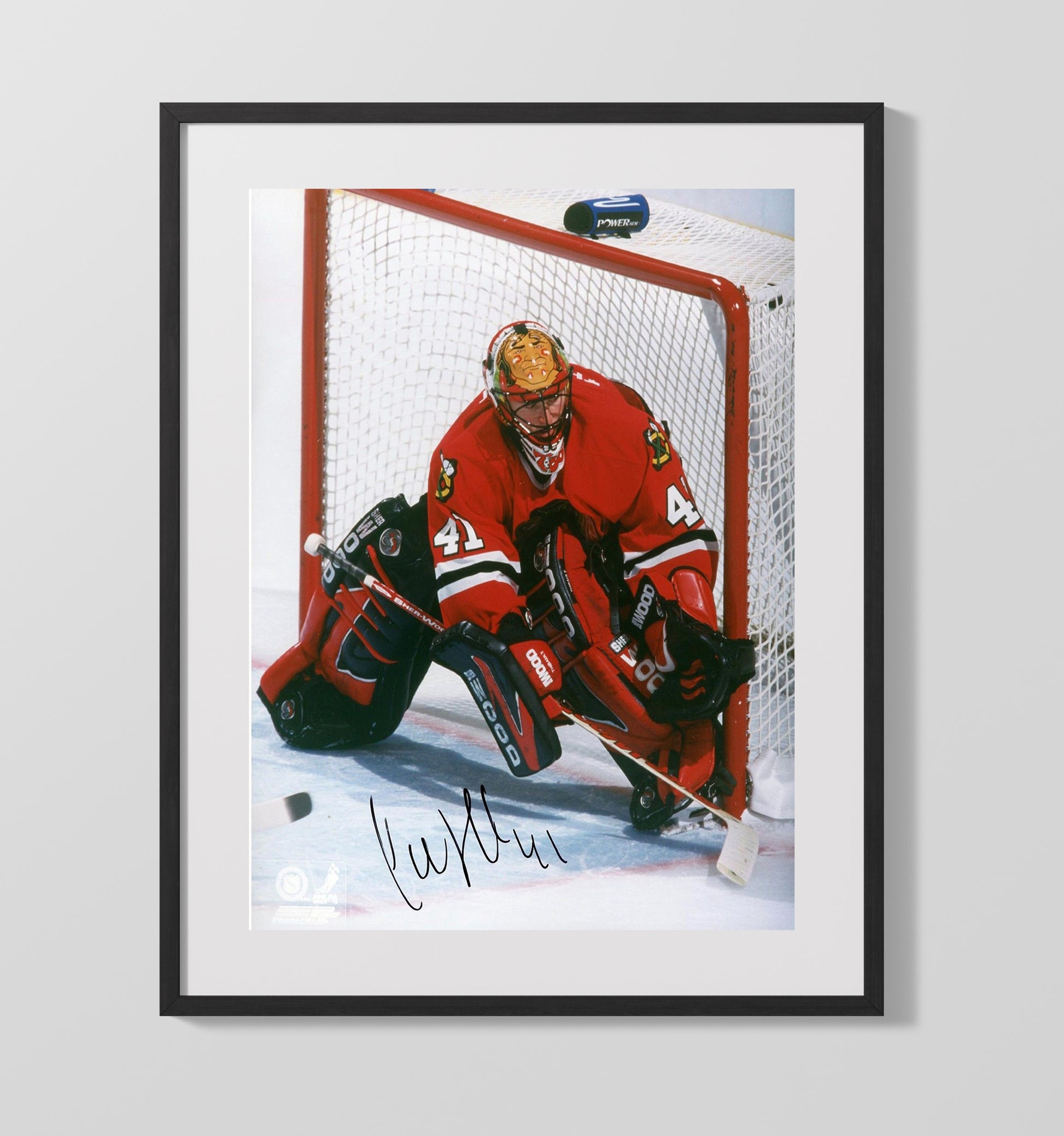 Jocelyn Thibault - Chicago Hockey Goalie Ready Stance Hockey Wall Art - hockey wall art print