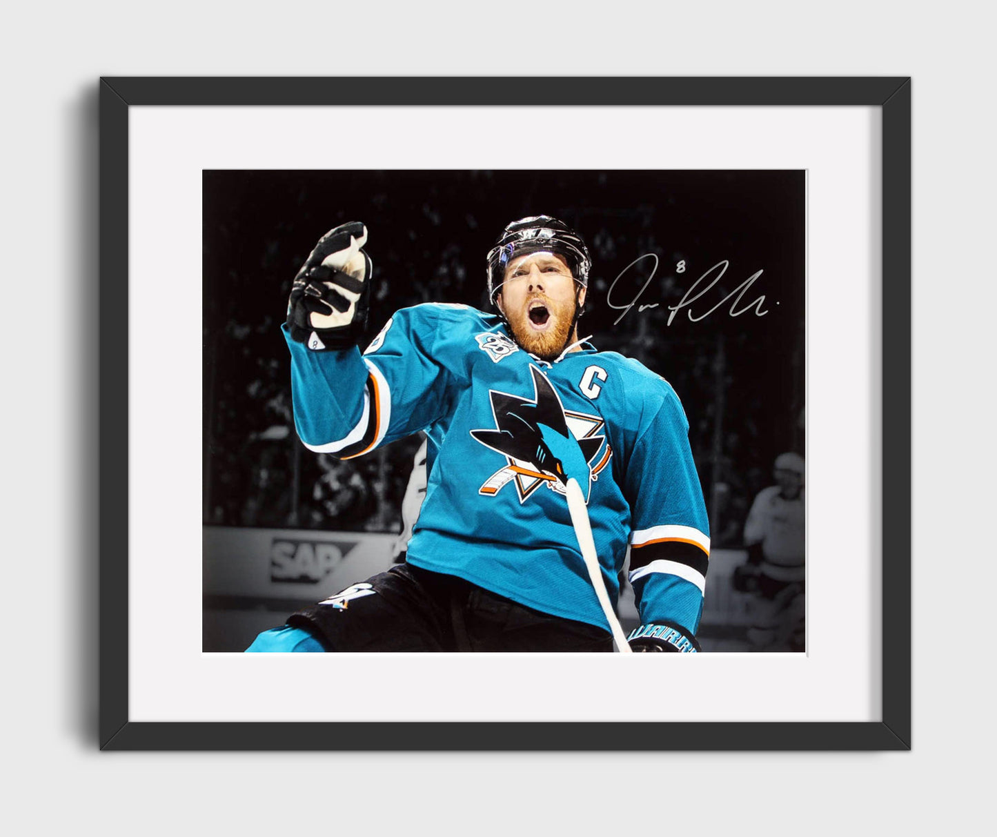 Joe Pavelski - San Jose Hockey Captain Goal Celebration Hockey Wall Art - hockey wall art print