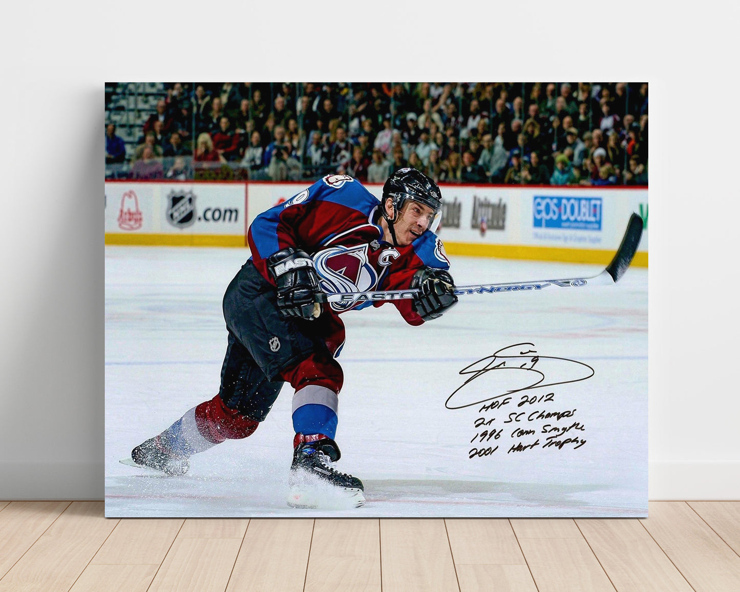Joe Sakic - Colorado Hockey Slapshot Action Hockey Wall Art - hockey wall art print