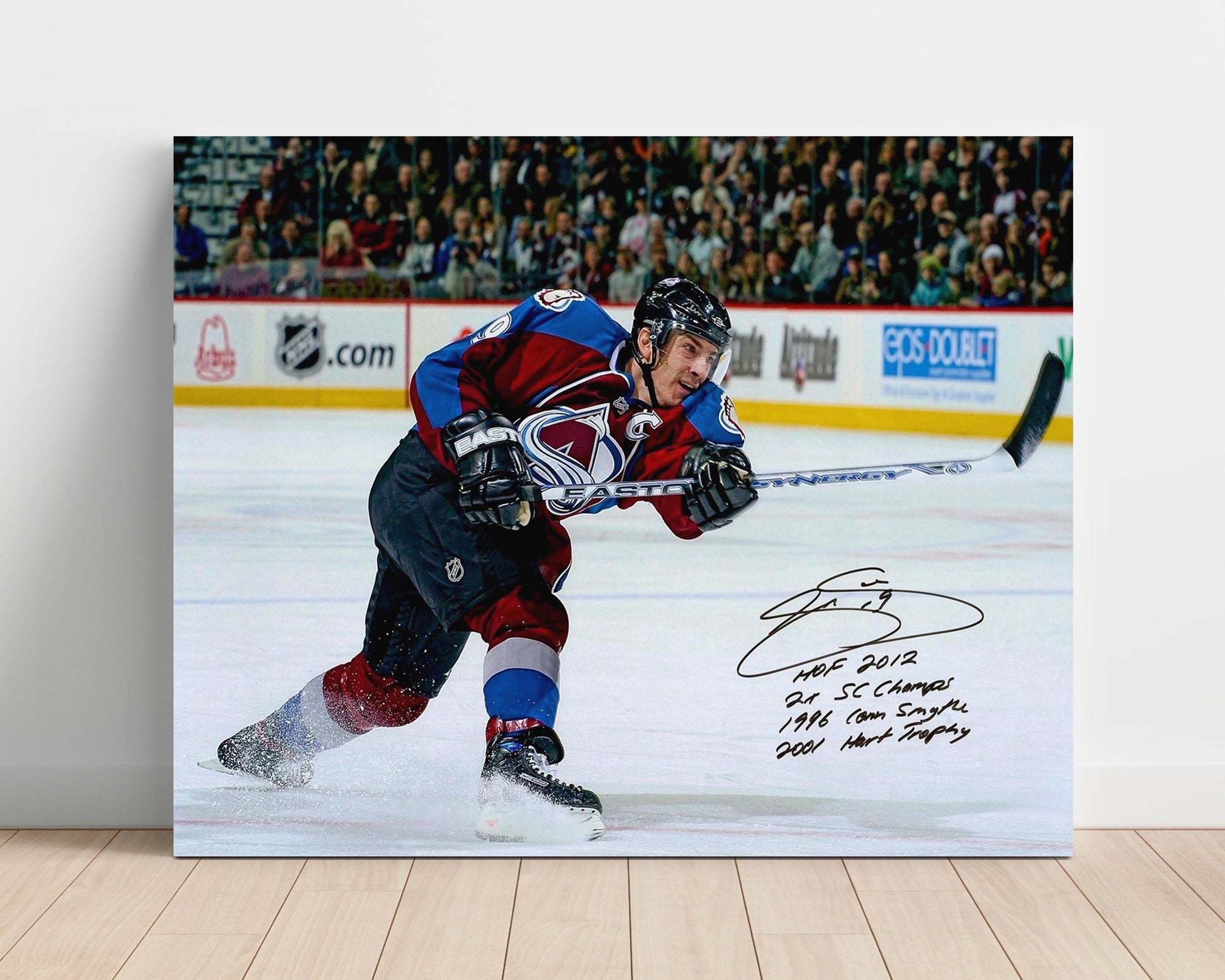 Joe Sakic - Colorado Hockey Slapshot Action Hockey Wall Art - hockey wall art print