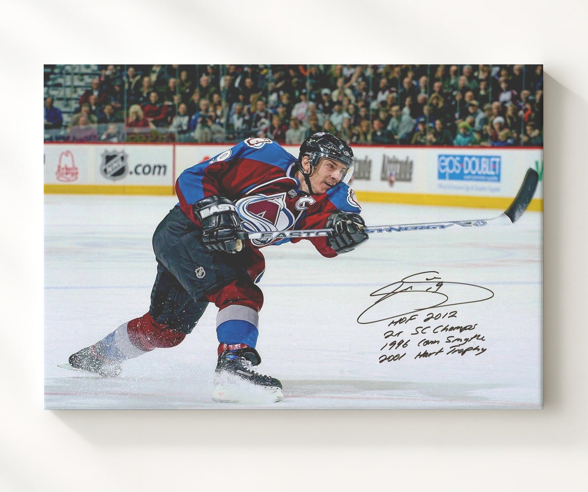 Joe Sakic - Colorado Hockey Slapshot Action Hockey Wall Art - hockey wall art print