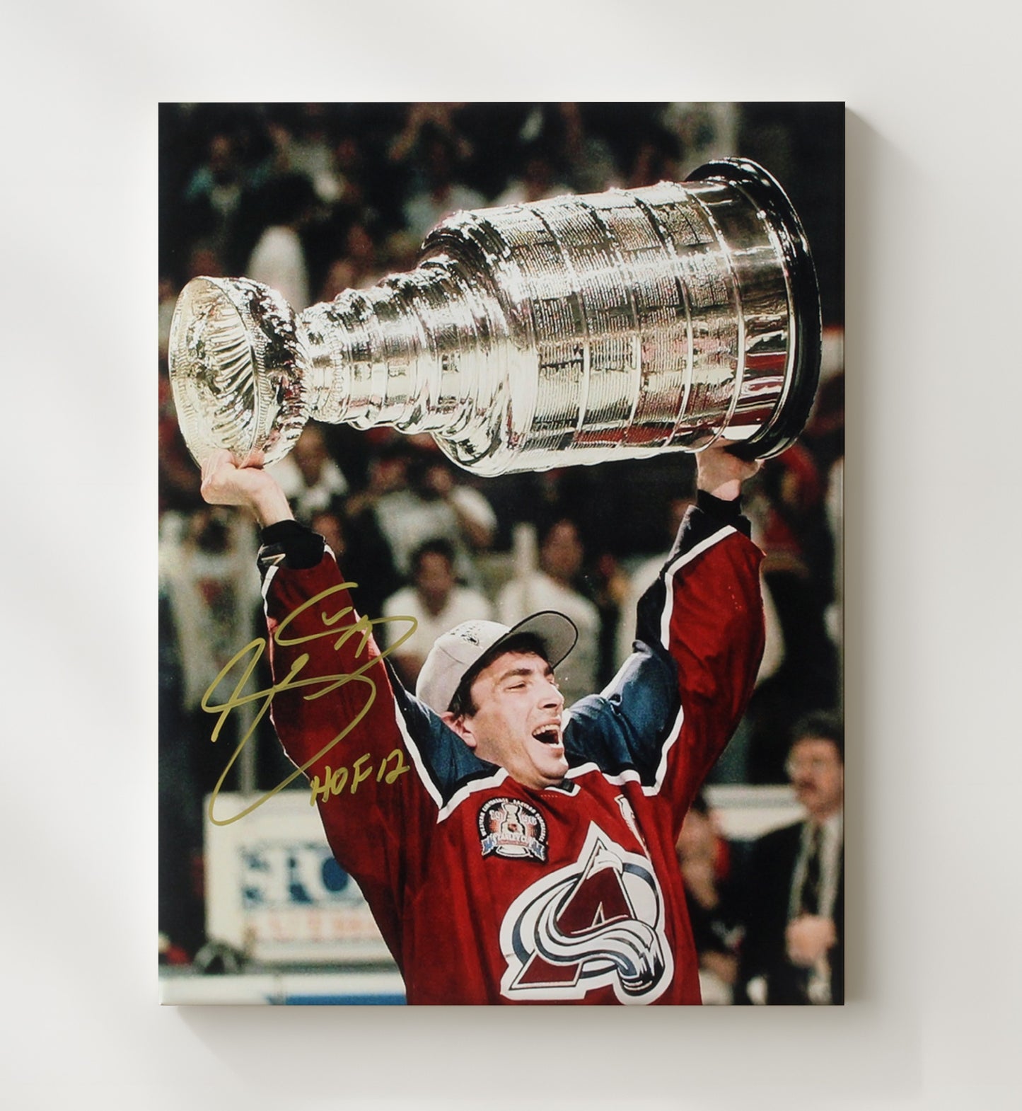 Joe Sakic - Colorado Hockey Stanley Cup Captain Clutch 2001 Spotlight Hockey Wall Art - hockey wall art print