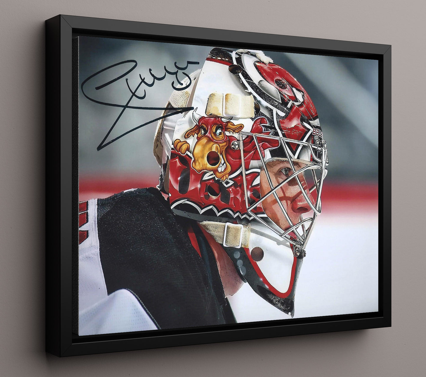 Johan Hedberg - New Jersey Hockey Goalie Mask Portrait Hockey Wall Art - hockey wall art print