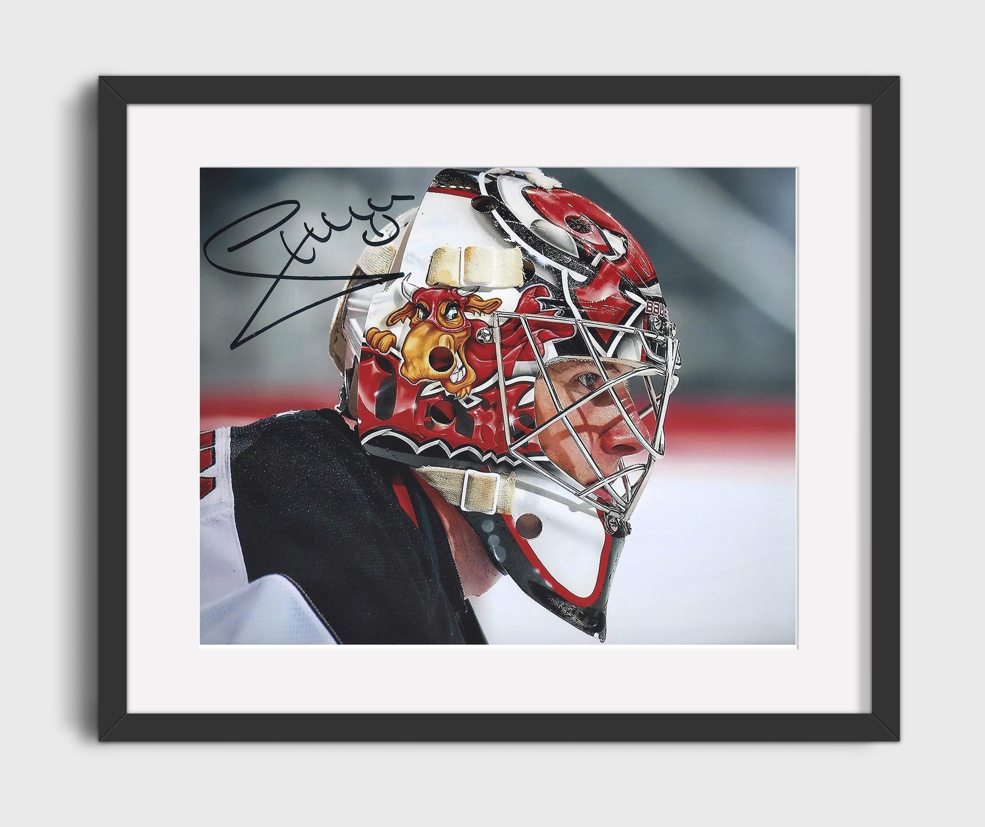 Johan Hedberg - New Jersey Hockey Goalie Mask Portrait Hockey Wall Art - hockey wall art print