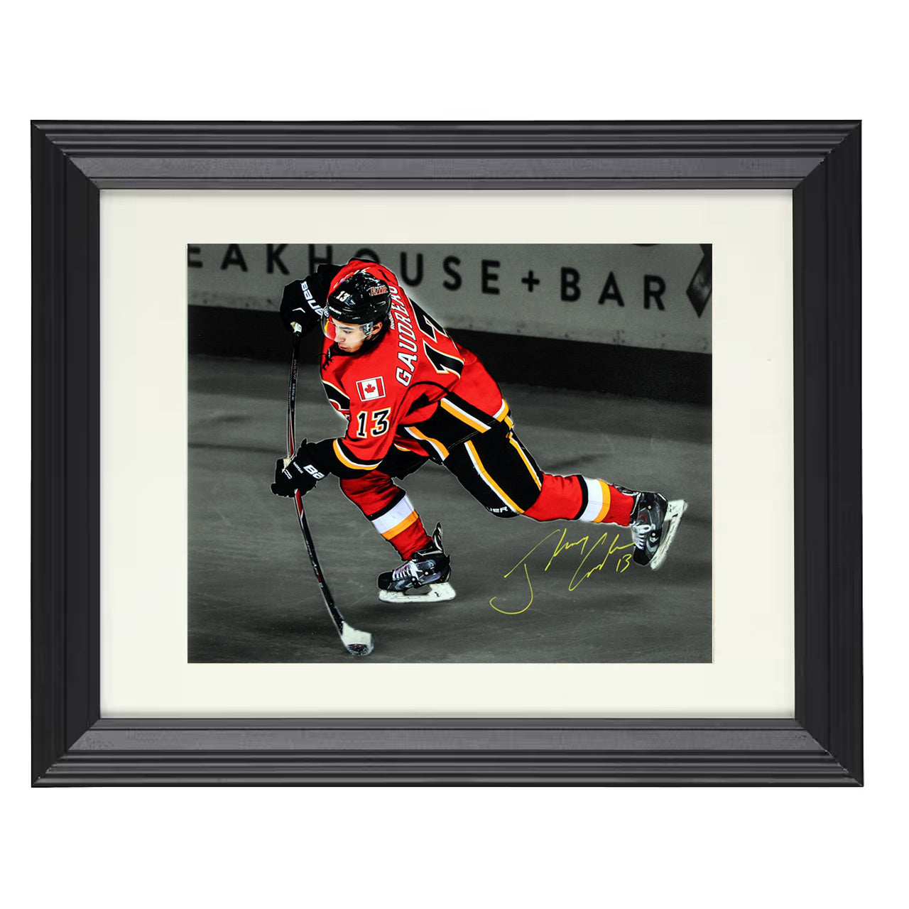 Johnny Gaudreau – Calgary Skating Image 8x10 matted black framed hockey wall art