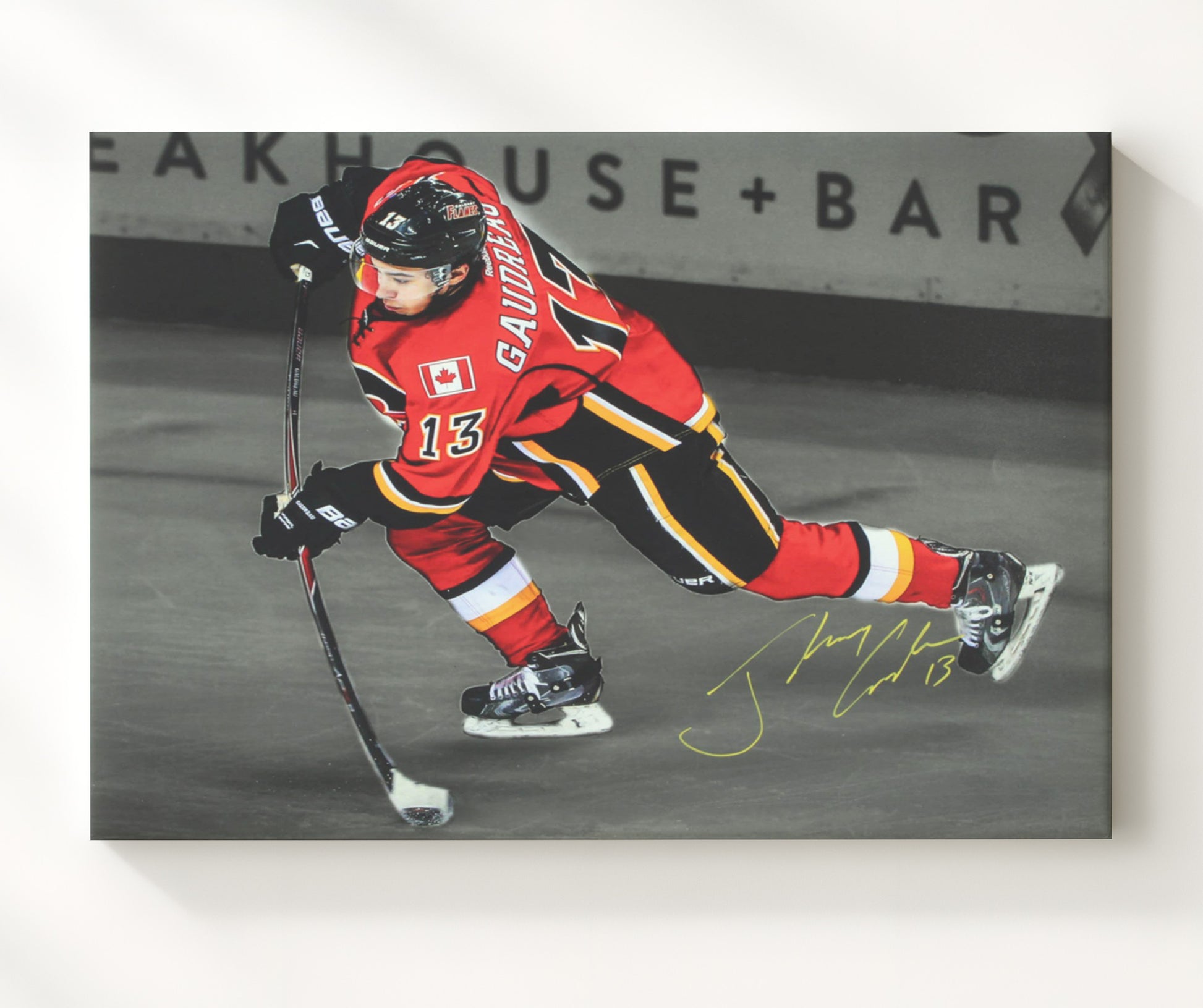 Johnny Gaudreau - Calgary Hockey Skating Portrait Hockey Wall Art - hockey wall art print
