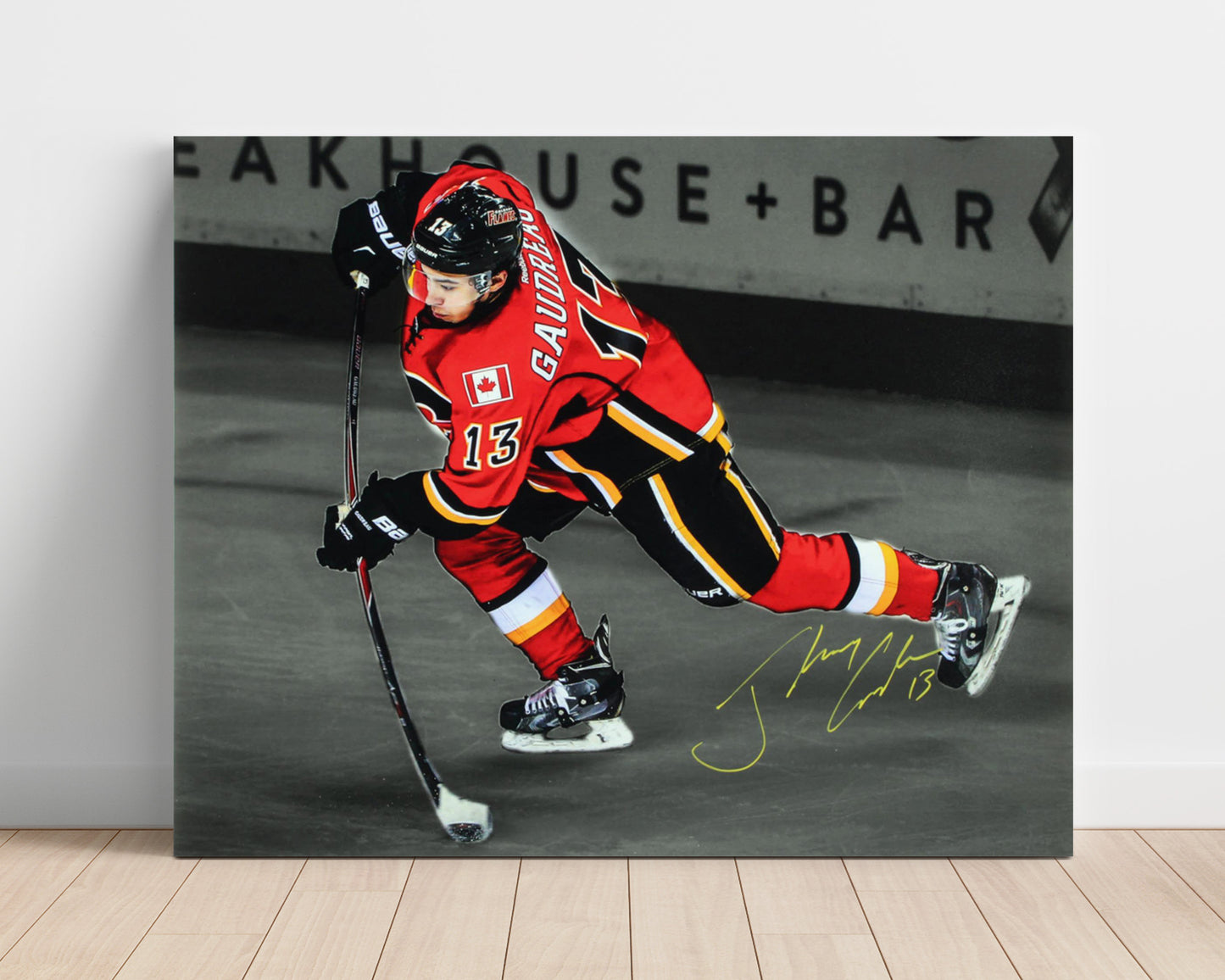 Johnny Gaudreau - Calgary Hockey Skating Portrait Hockey Wall Art - hockey wall art print
