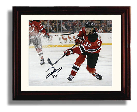 Jon Merrill - New Jersey Hockey Skating Action Red Jersey Hockey Wall Art - hockey wall art print