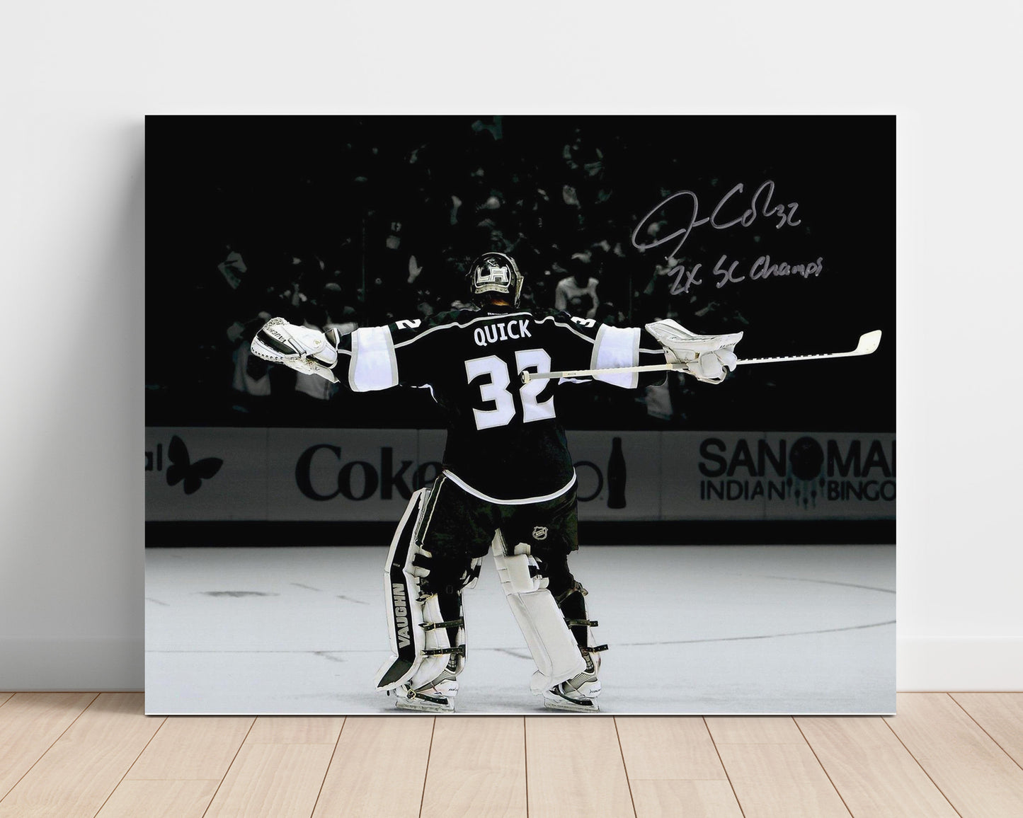 Jonathan Quick - Los Angeles Hockey Goalie Victory Arms Celebration Hockey Wall Art - hockey wall art print