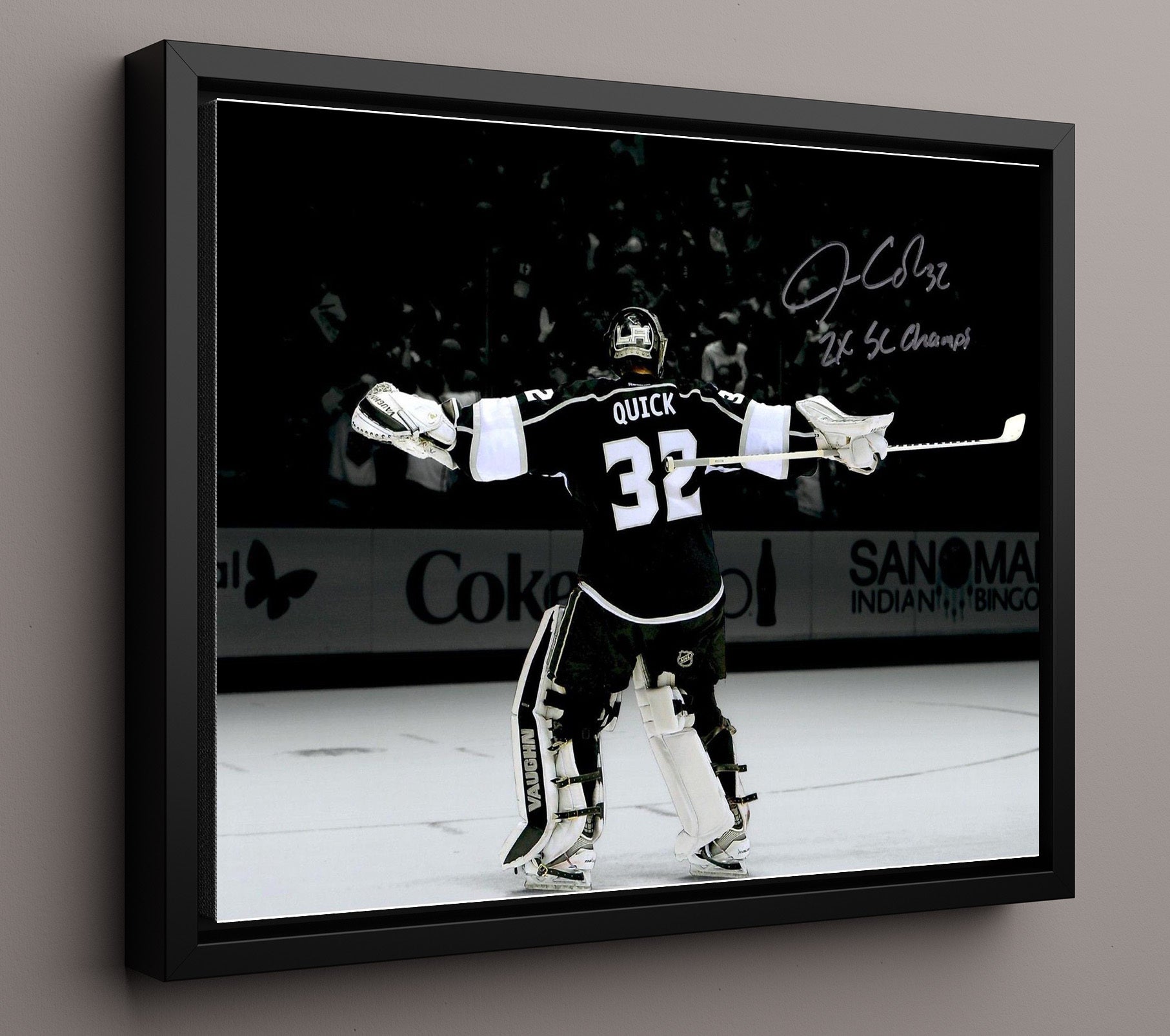 Jonathan Quick - Los Angeles Hockey Goalie Victory Arms Celebration Hockey Wall Art - hockey wall art print