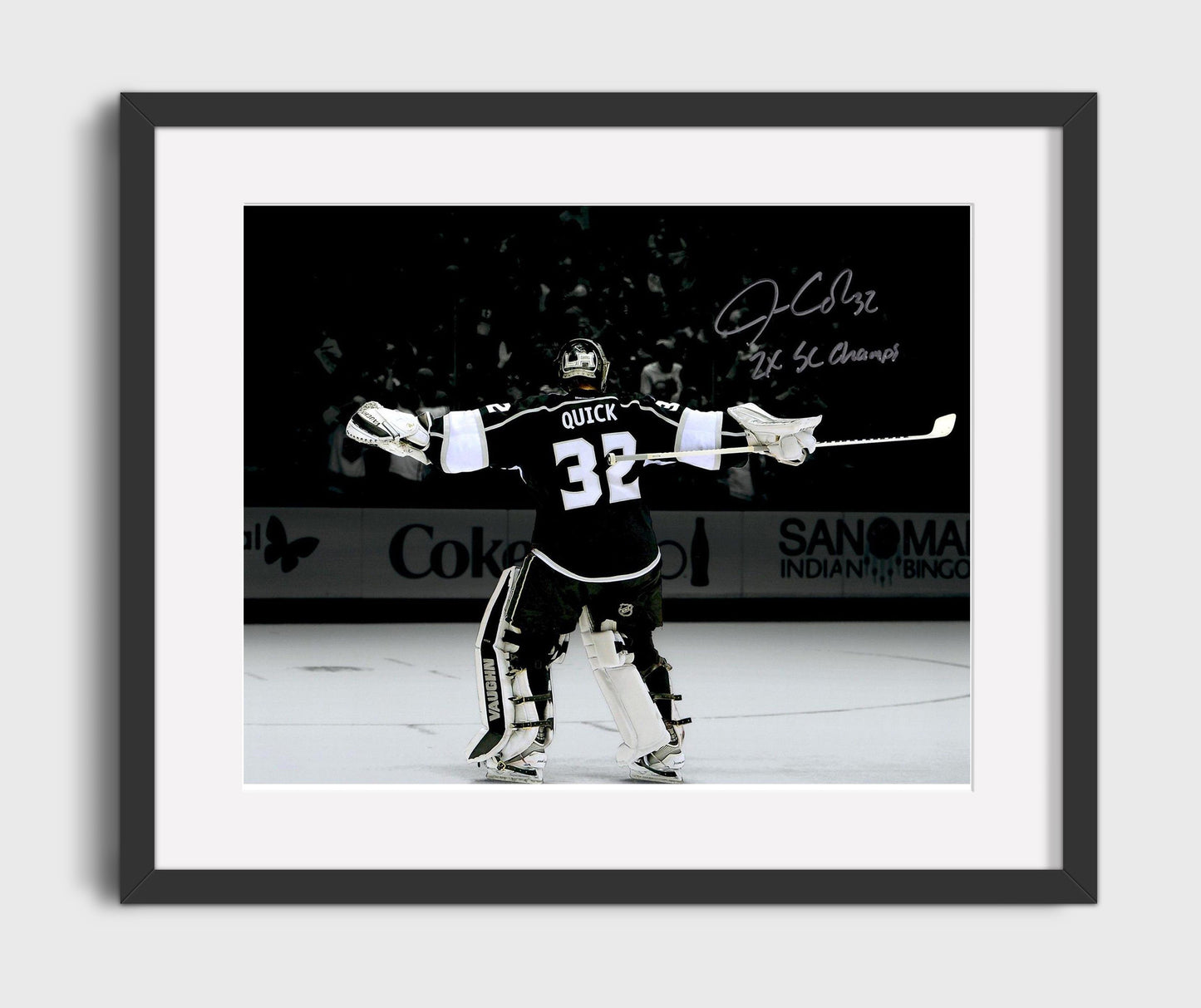 Jonathan Quick - Los Angeles Hockey Goalie Victory Arms Celebration Hockey Wall Art - hockey wall art print