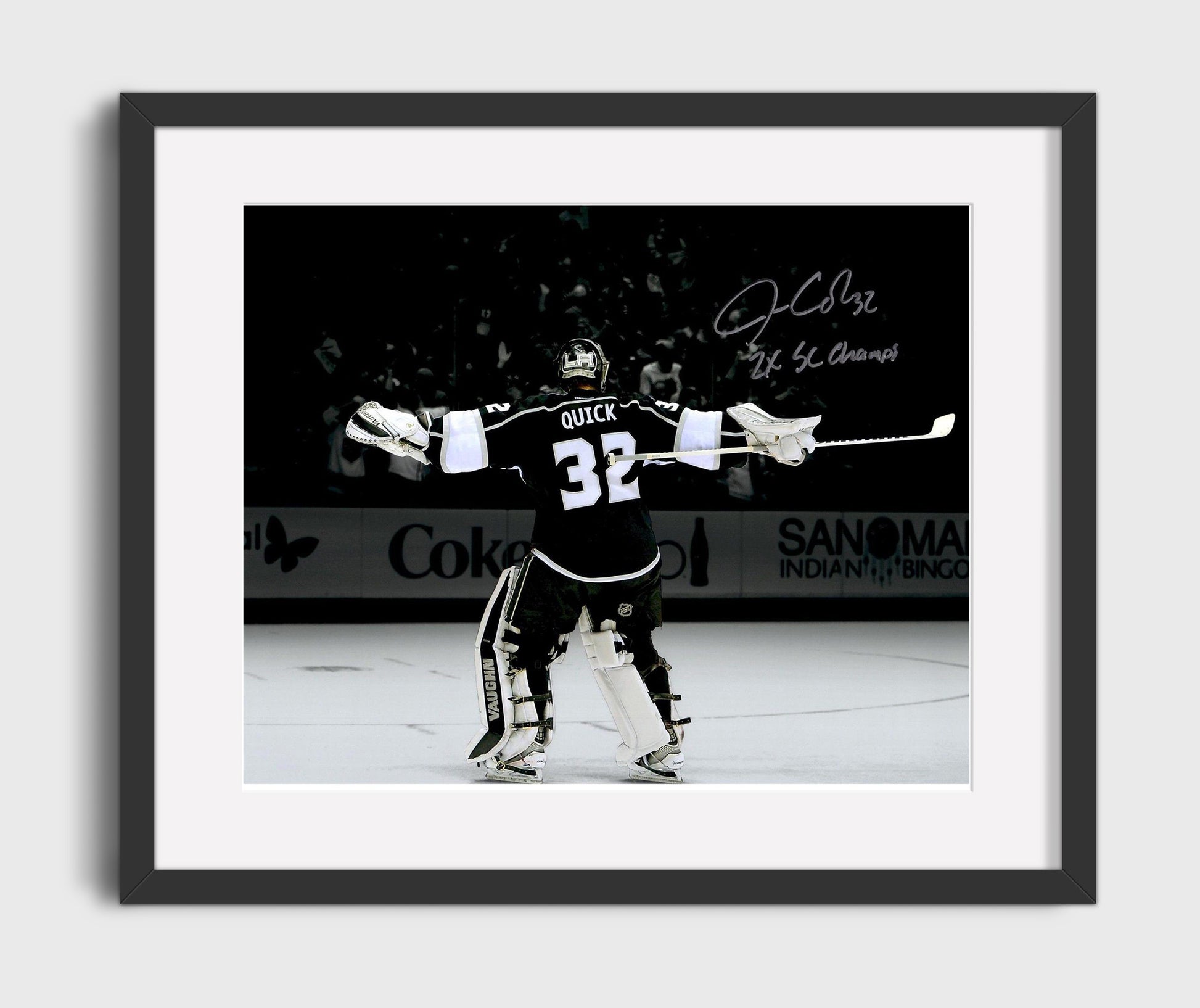 Jonathan Quick - Los Angeles Hockey Goalie Victory Arms Celebration Hockey Wall Art - hockey wall art print