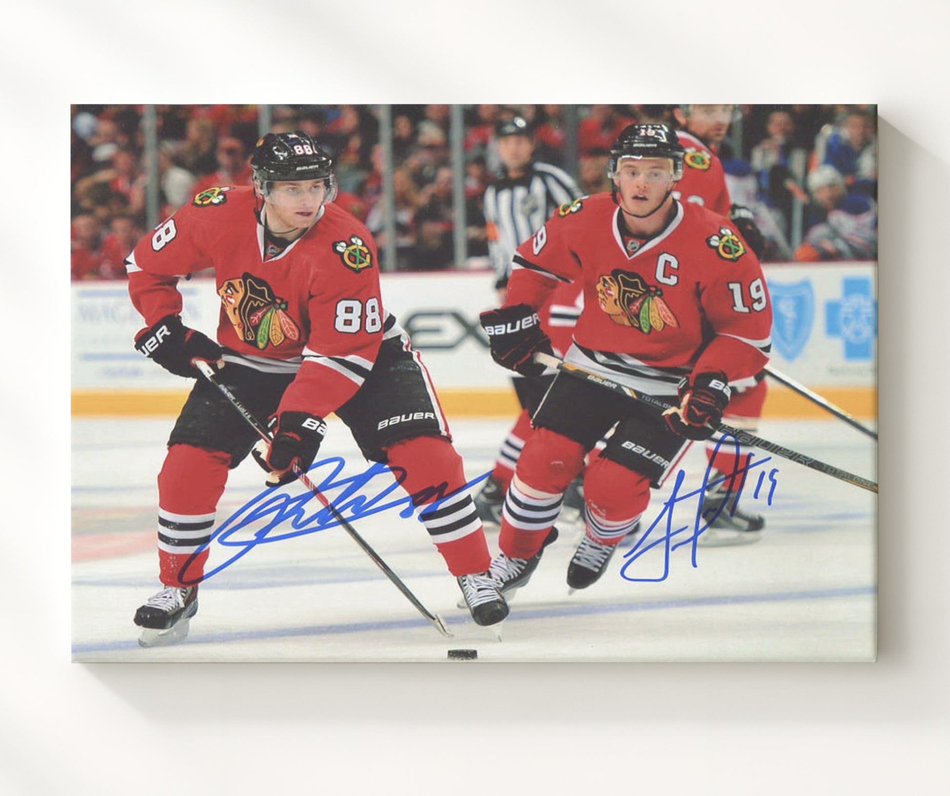 Jonathan Toews and Patrick Kane - Chicago Hockey Dynamic Duo Skating Hockey Wall Art - hockey wall art print