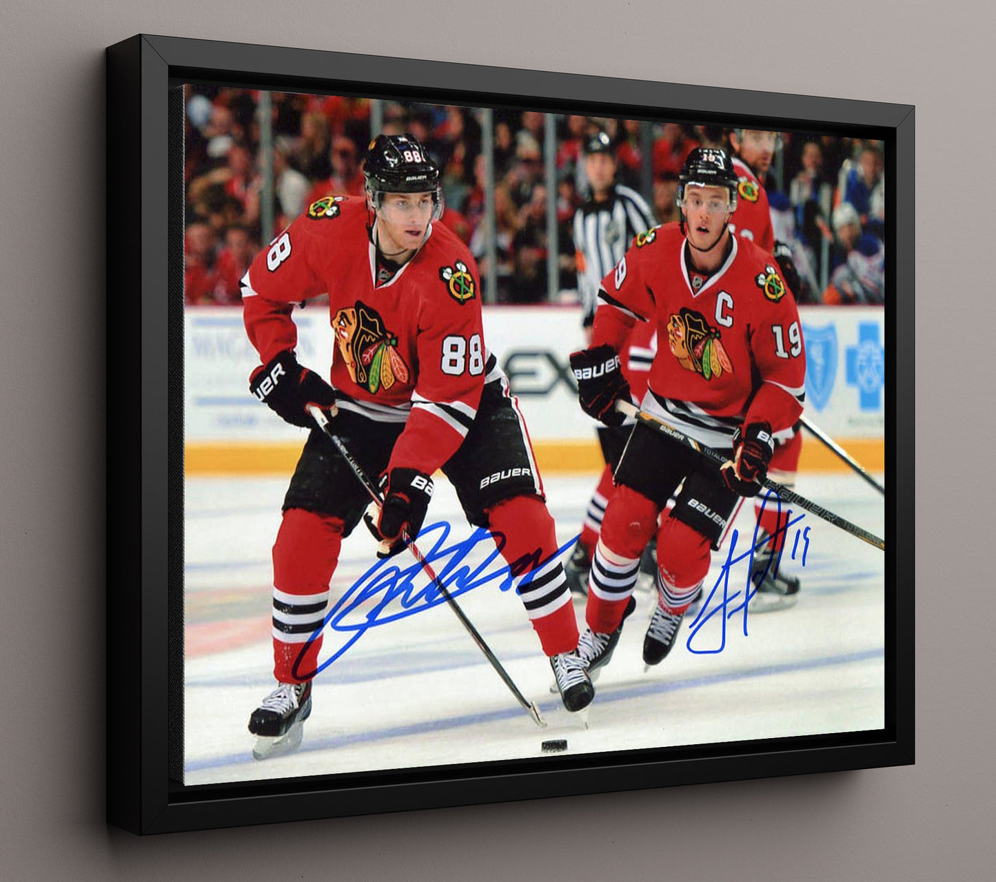 Jonathan Toews and Patrick Kane - Chicago Hockey Dynamic Duo Skating Hockey Wall Art - hockey wall art print