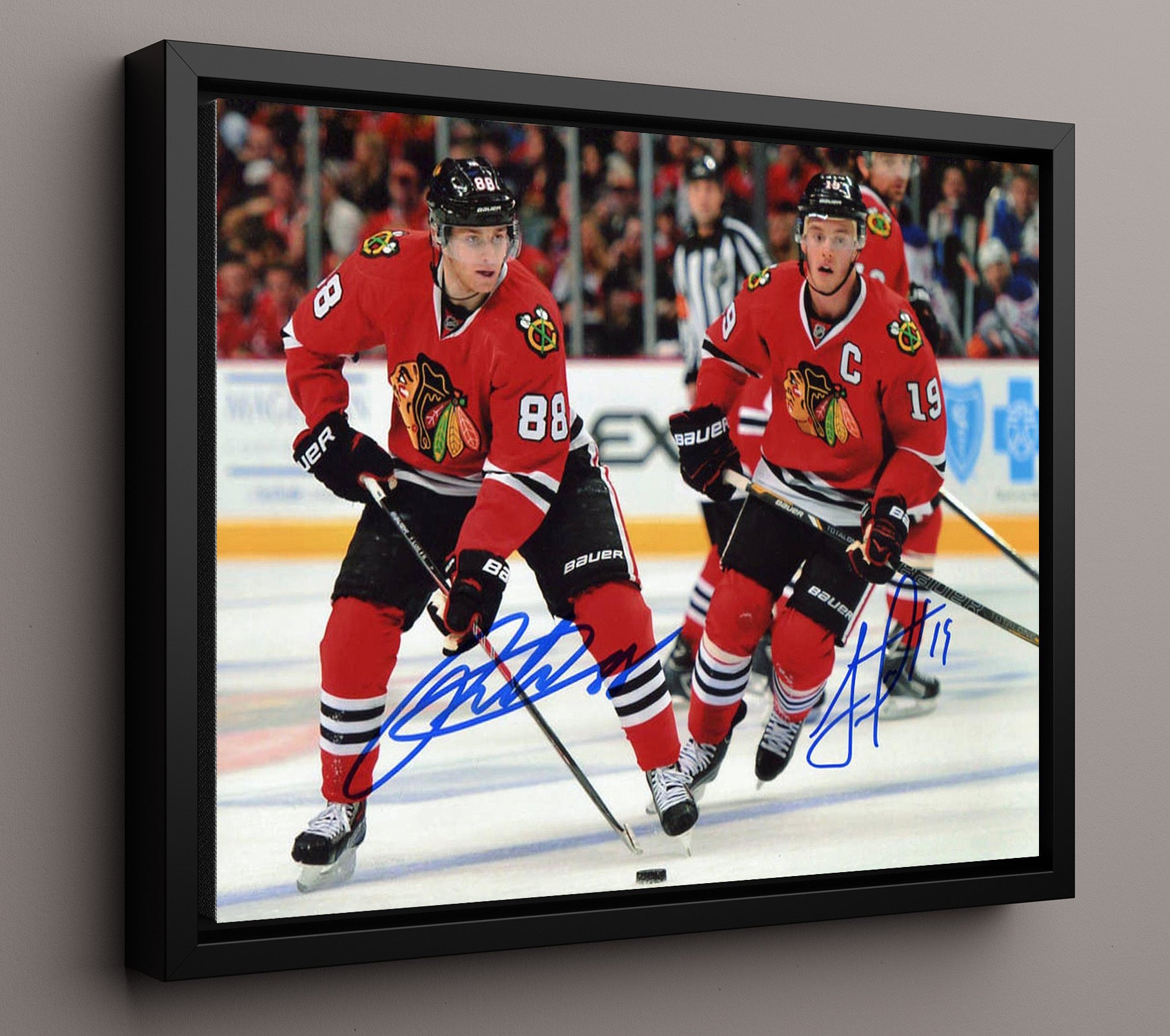 Jonathan Toews and Patrick Kane - Chicago Hockey Dynamic Duo Skating Hockey Wall Art - hockey wall art print