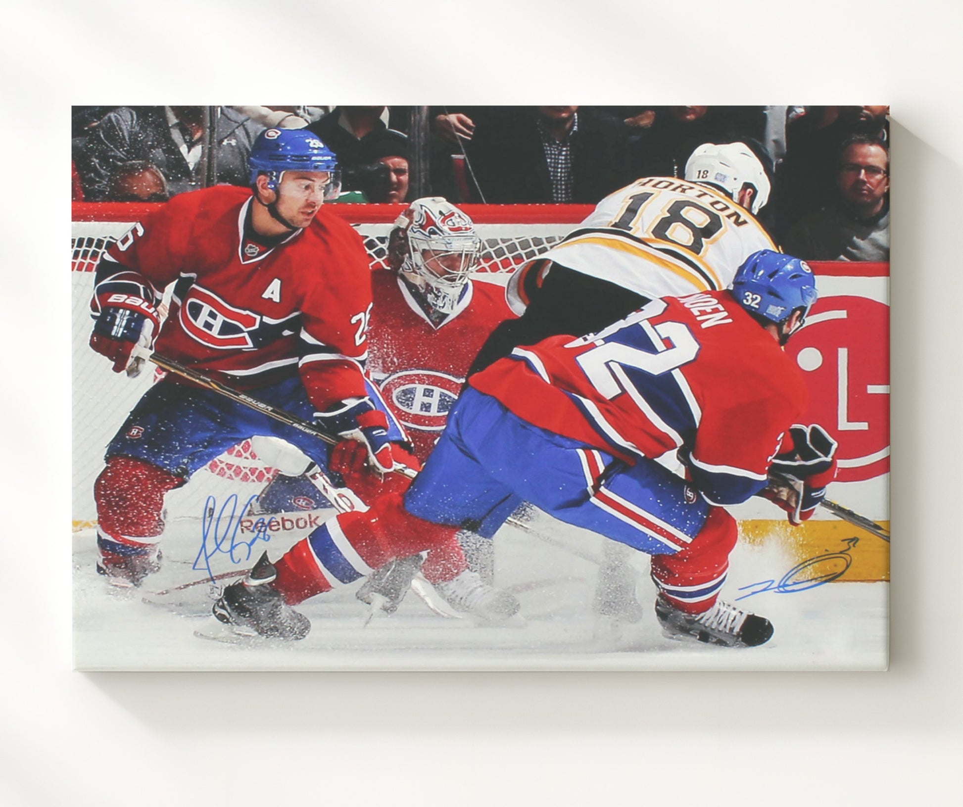 Josh Gorges and Travis Moen - Montreal Hockey Netfront Battle Hockey Wall Art - hockey wall art print