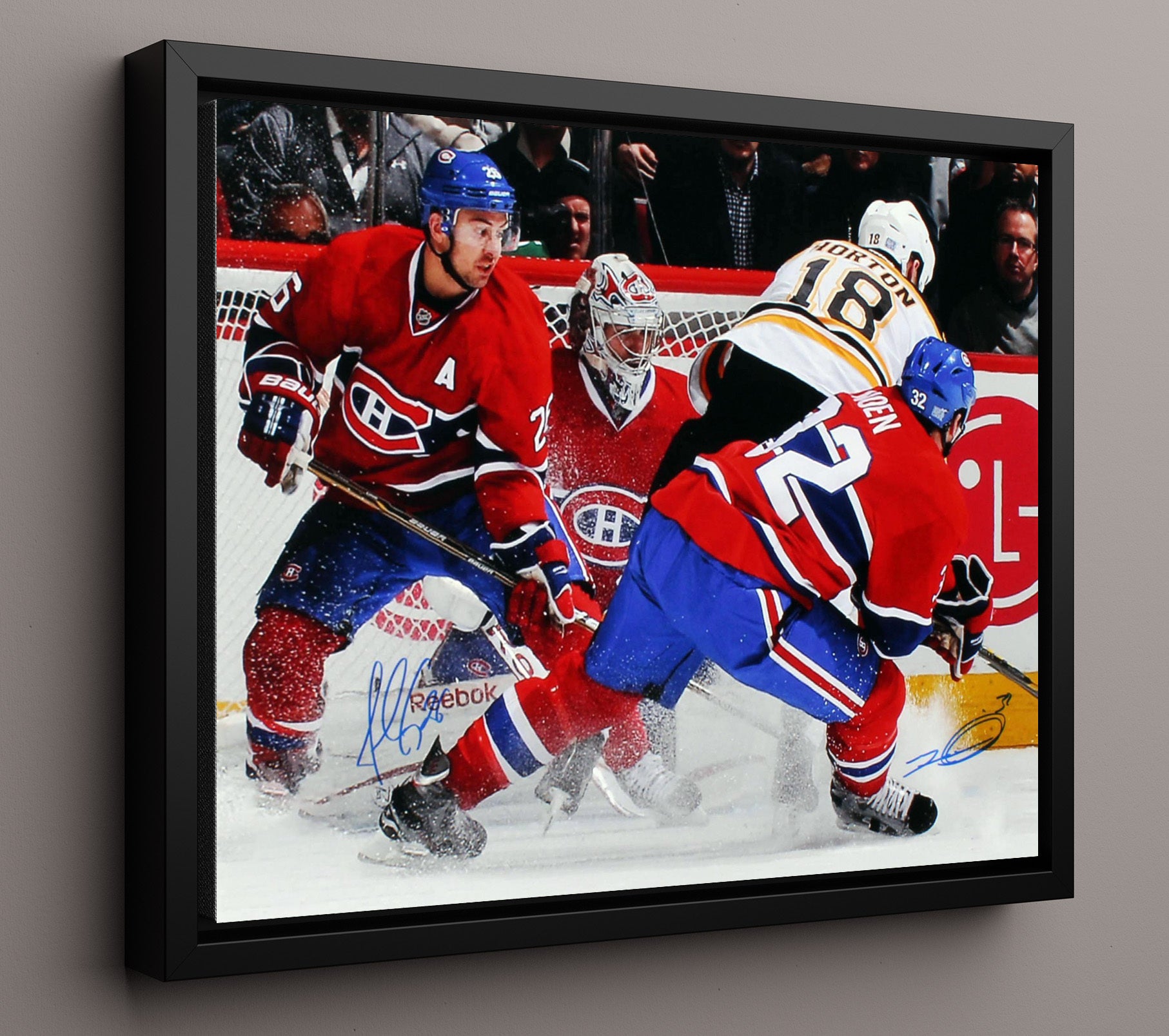 Josh Gorges and Travis Moen - Montreal Hockey Netfront Battle Hockey Wall Art - hockey wall art print
