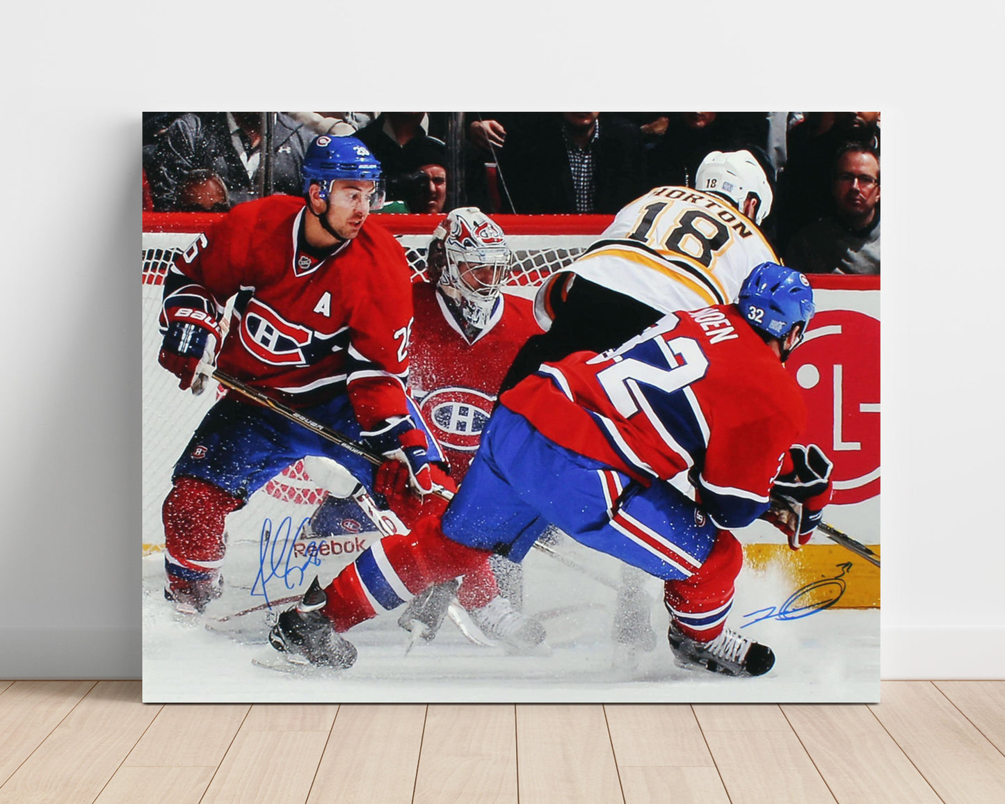 Josh Gorges and Travis Moen - Montreal Hockey Netfront Battle Hockey Wall Art - hockey wall art print