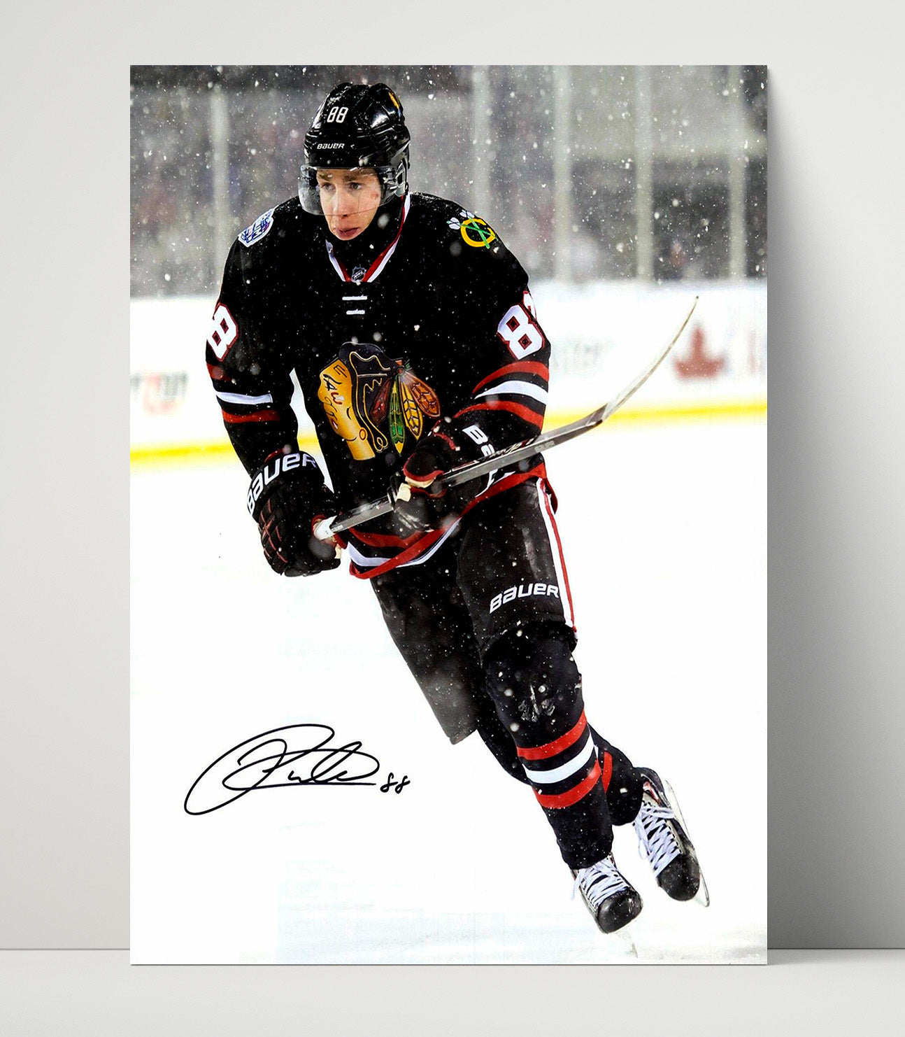 Kane - Chicago Hockey Winter Classic Snow Game Spotlight Hockey Wall Art - hockey wall art print